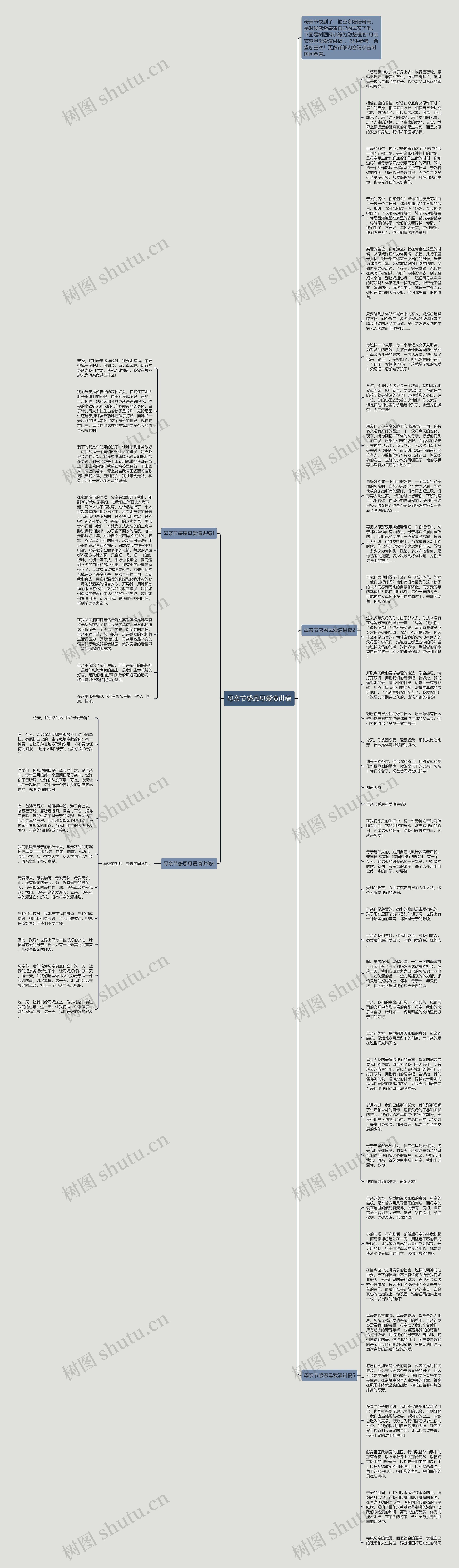 母亲节感恩母爱演讲稿思维导图