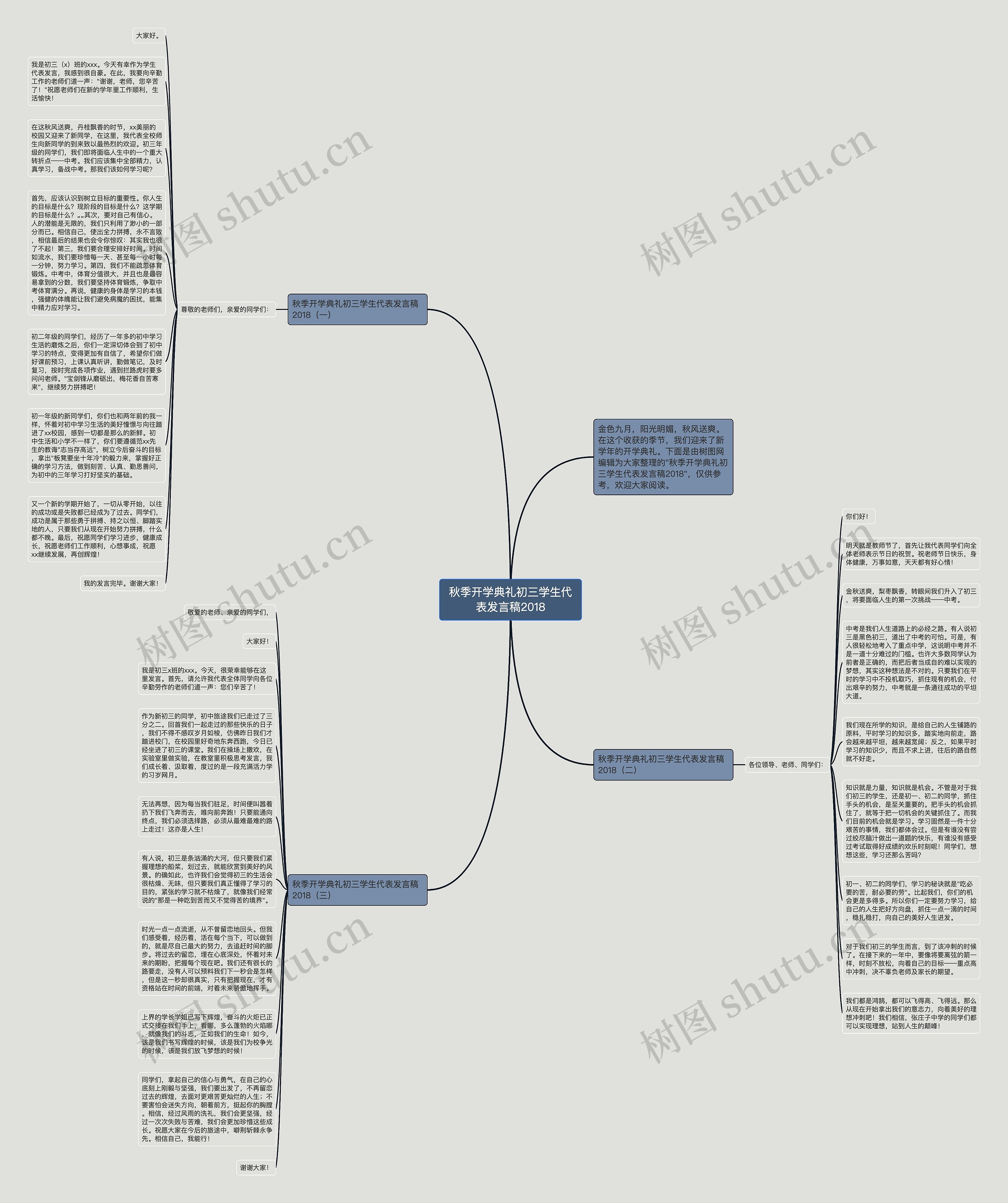 秋季开学典礼初三学生代表发言稿2018思维导图