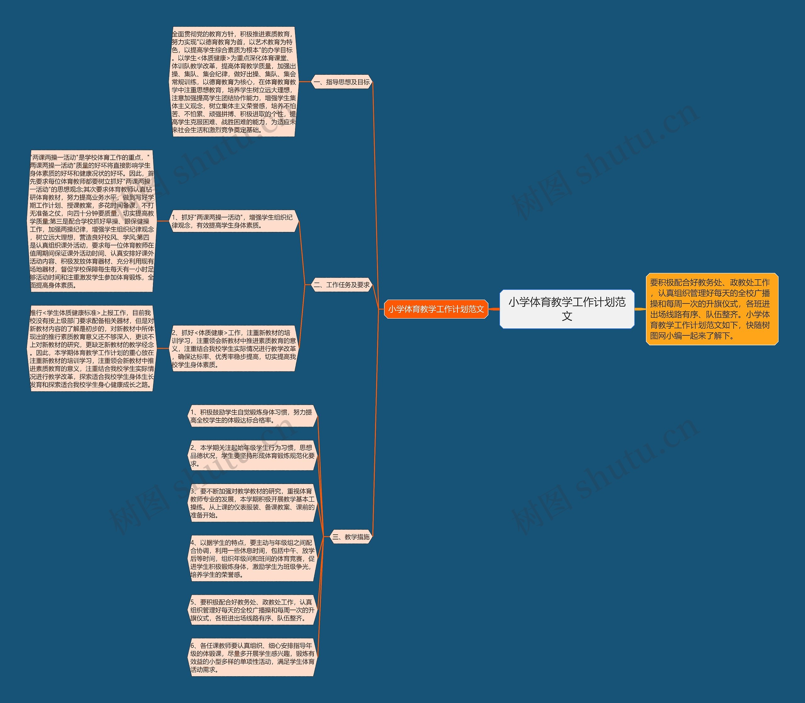 小学体育教学工作计划范文思维导图