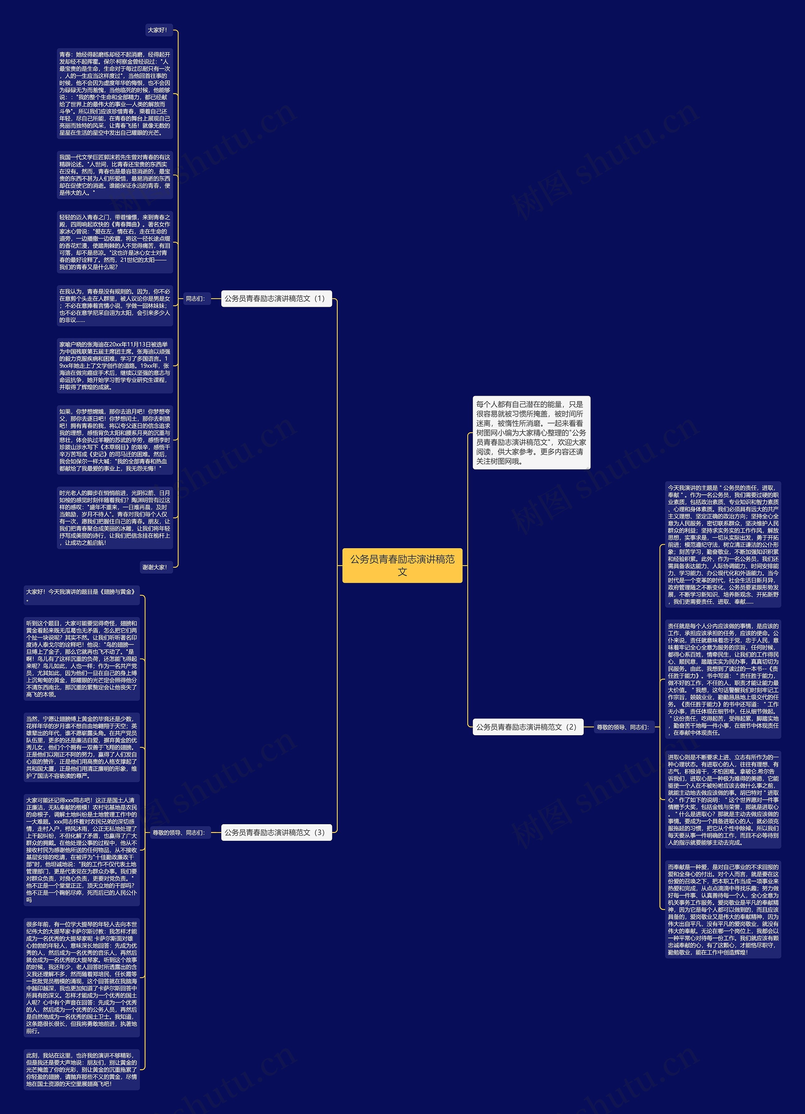 公务员青春励志演讲稿范文思维导图