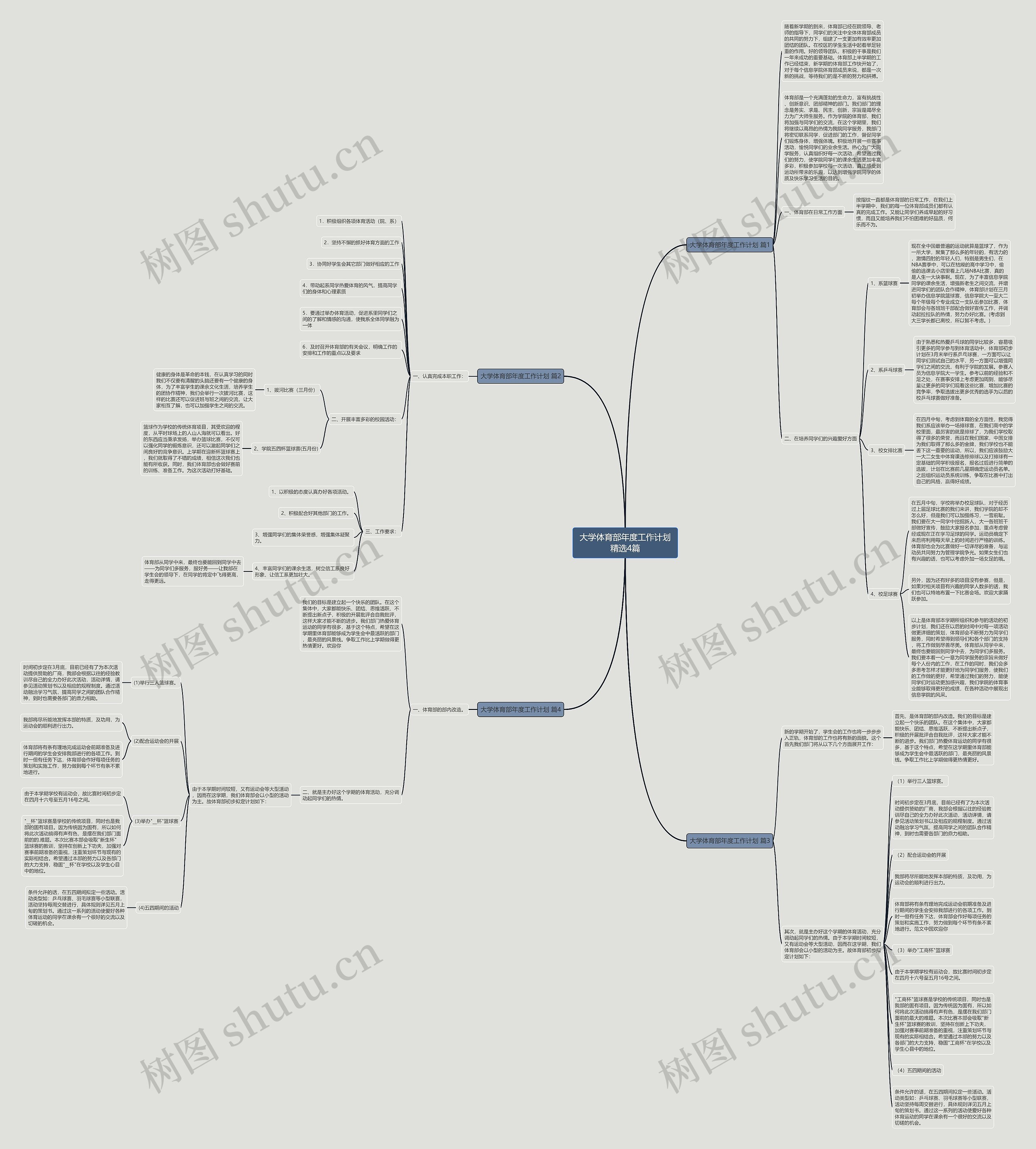 大学体育部年度工作计划精选4篇思维导图
