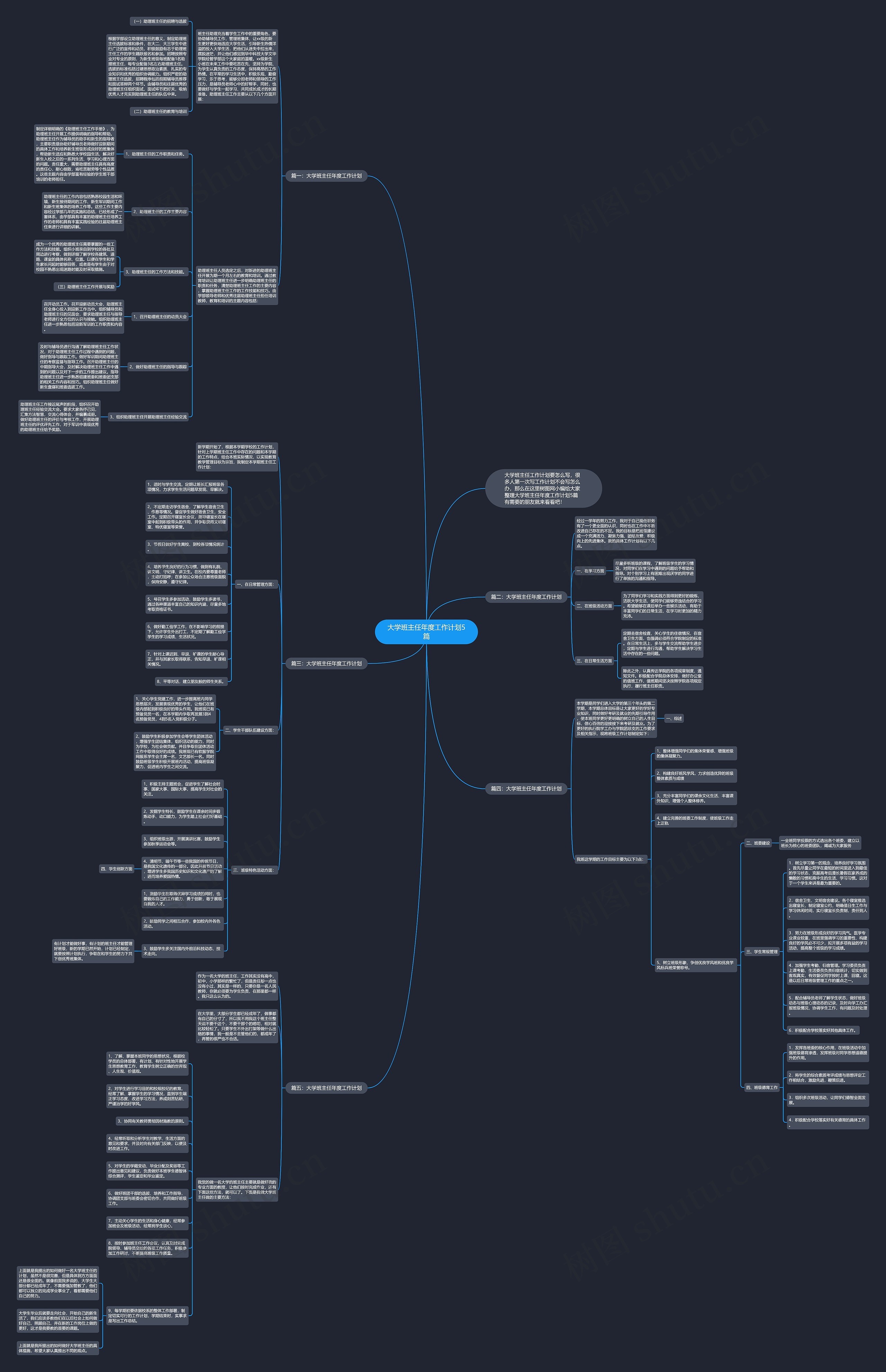 大学班主任年度工作计划5篇思维导图