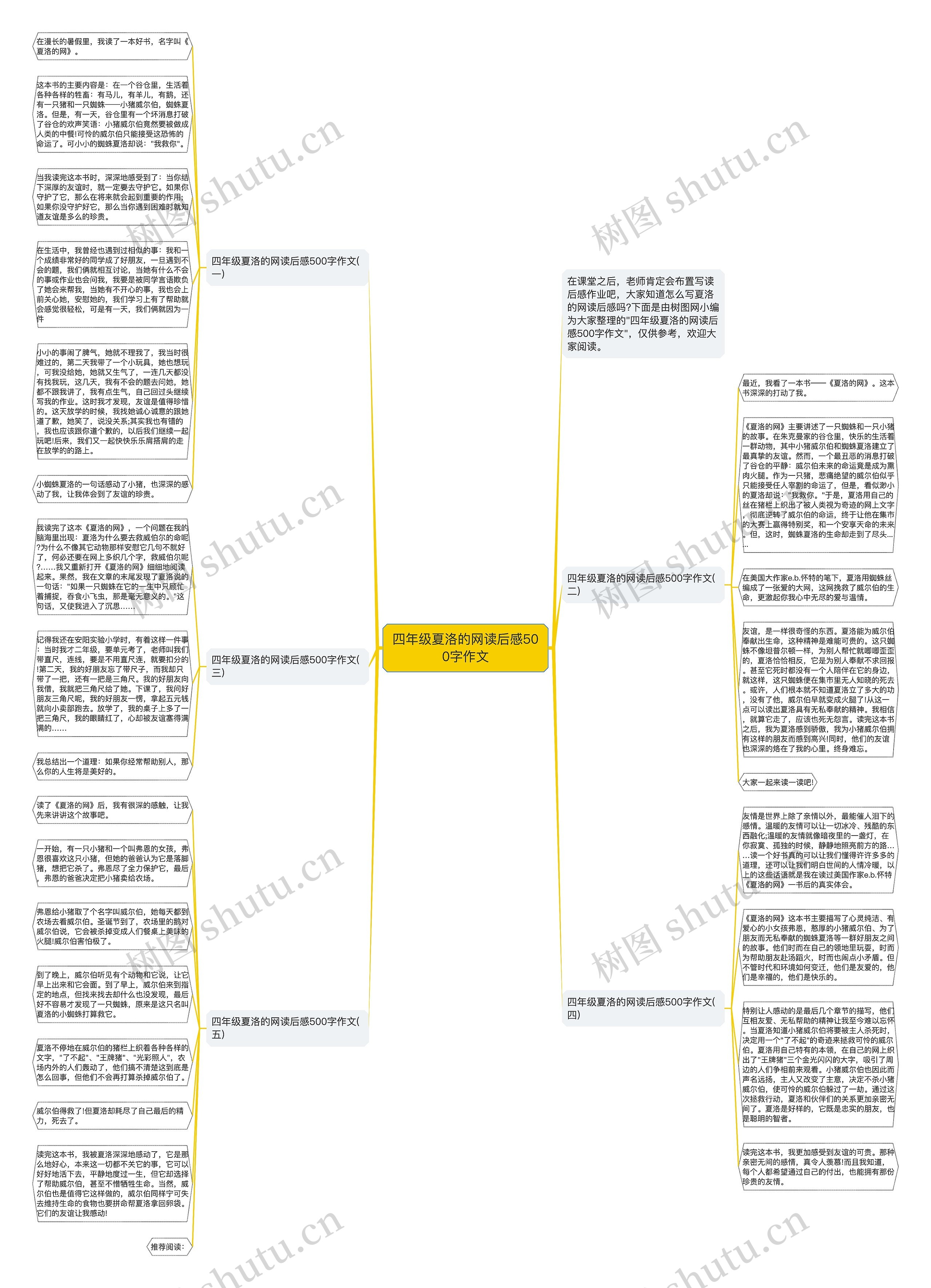 四年级夏洛的网读后感500字作文思维导图