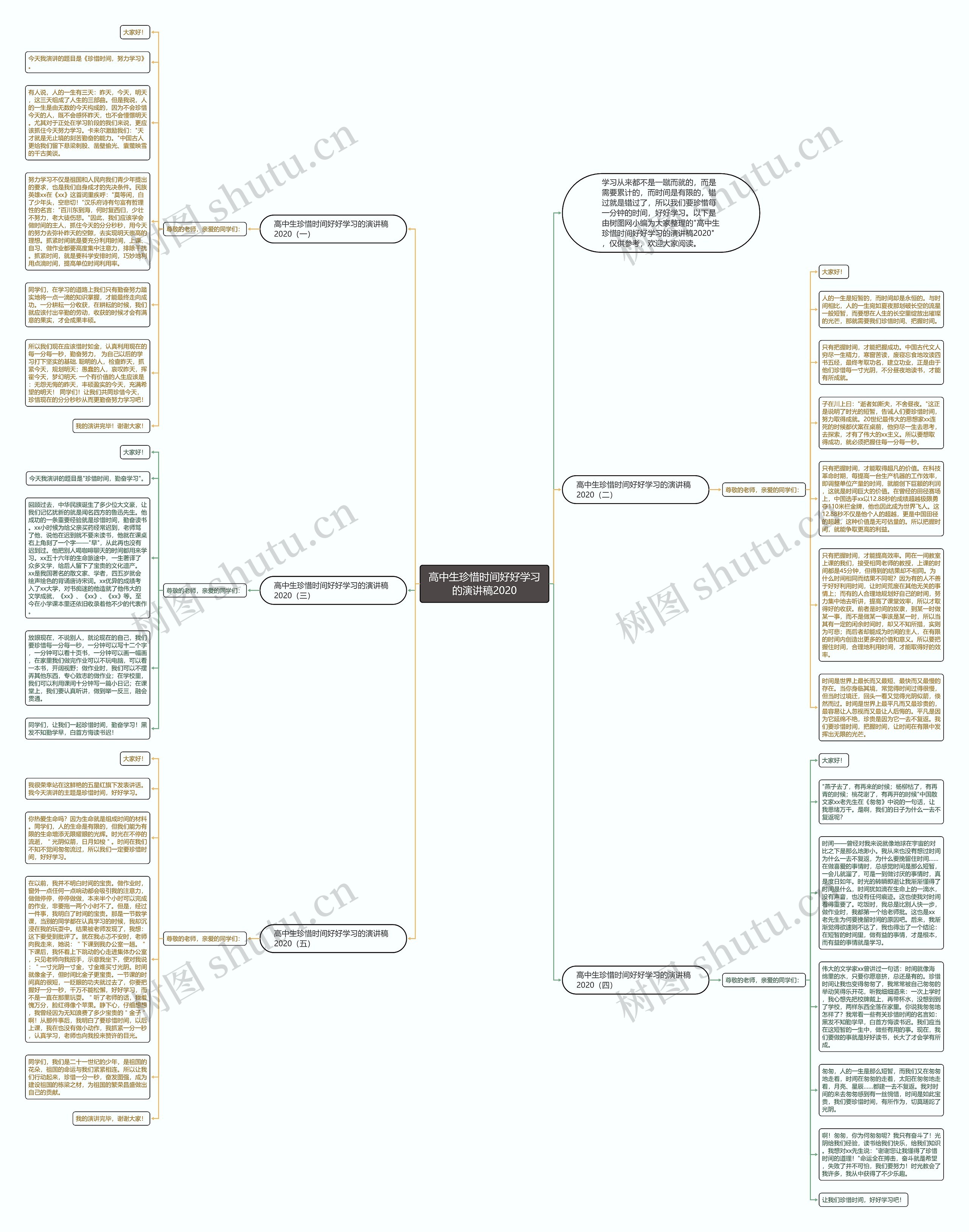 高中生珍惜时间好好学习的演讲稿2020思维导图