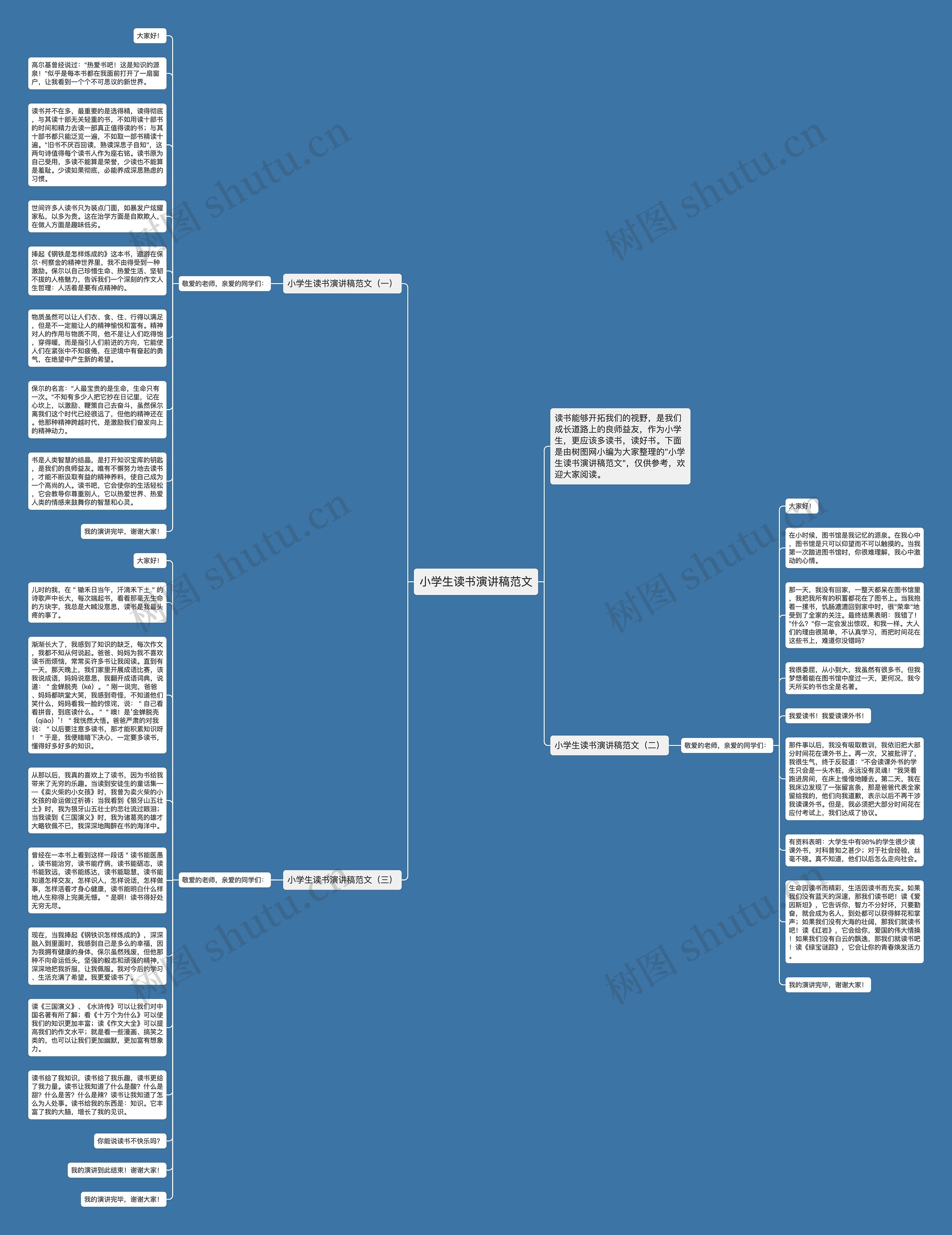 小学生读书演讲稿范文思维导图