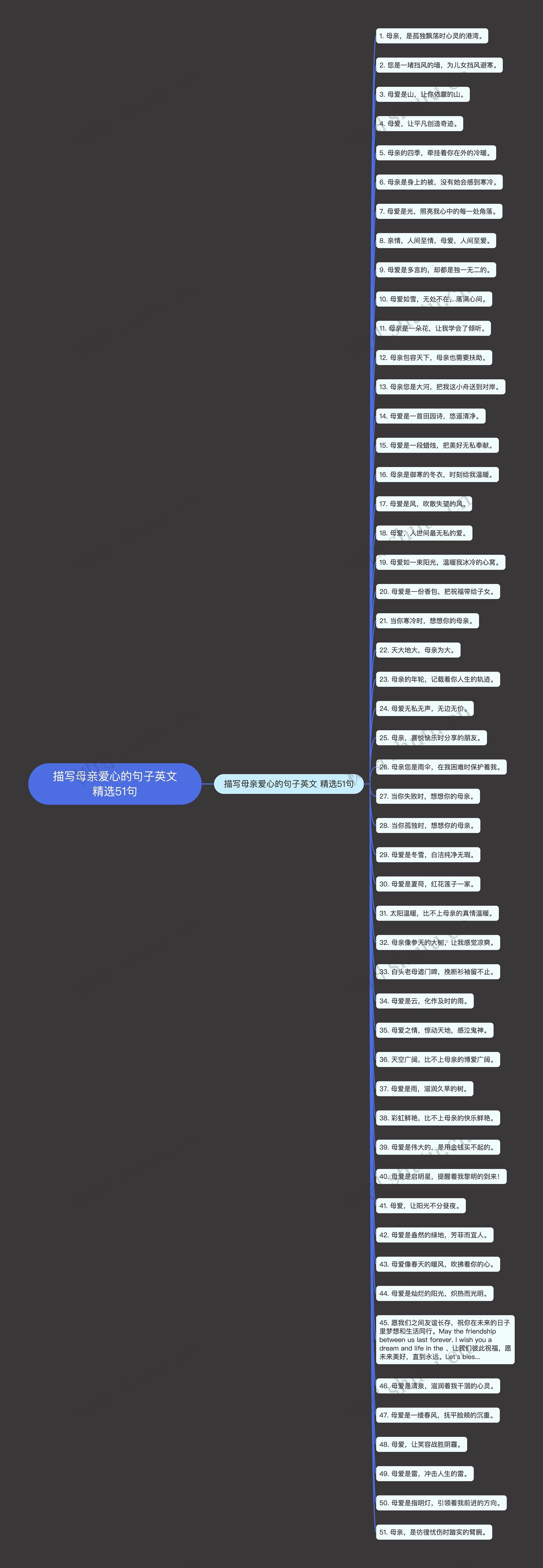 描写母亲爱心的句子英文精选51句思维导图