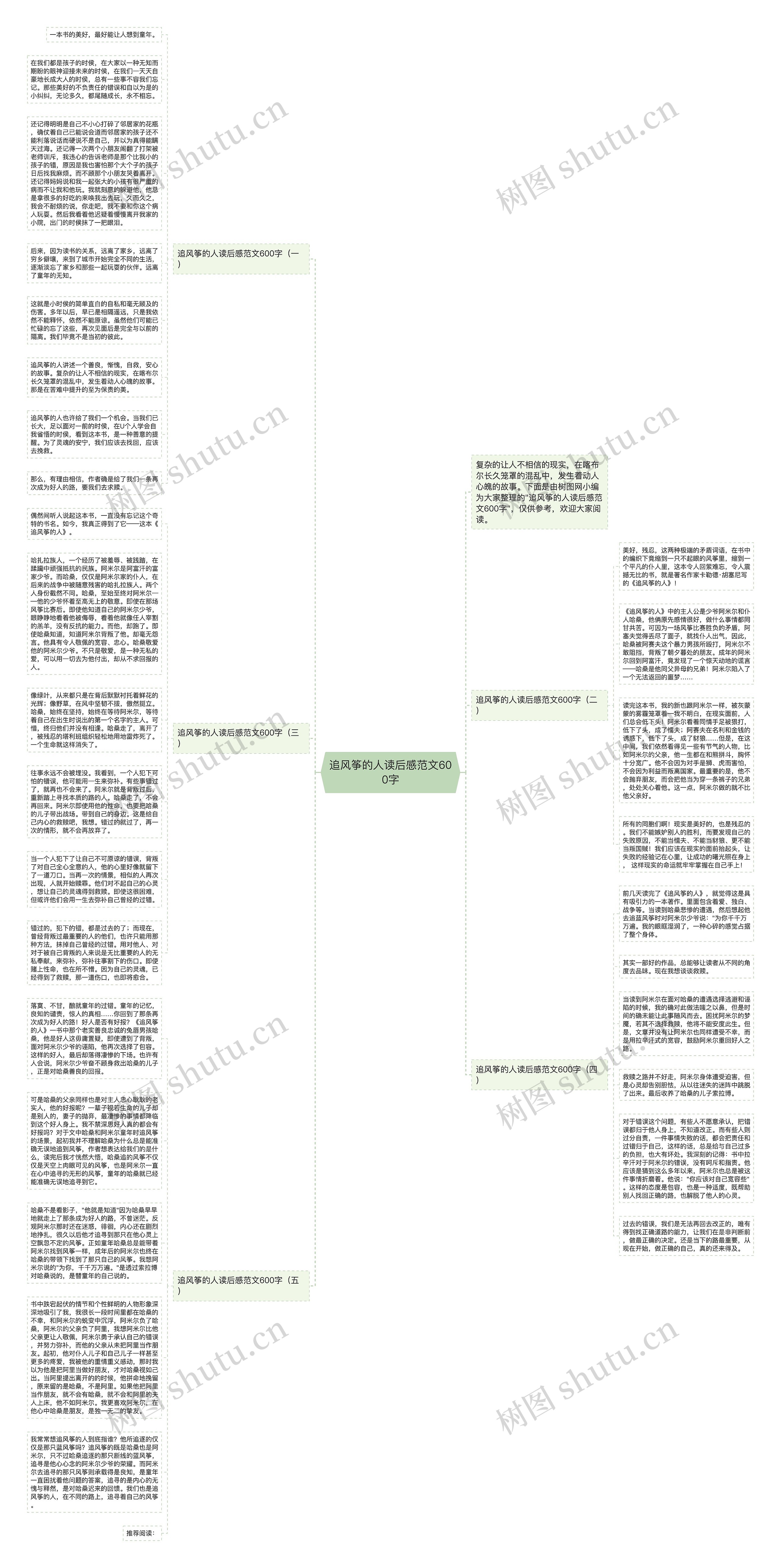 追风筝的人读后感范文600字思维导图