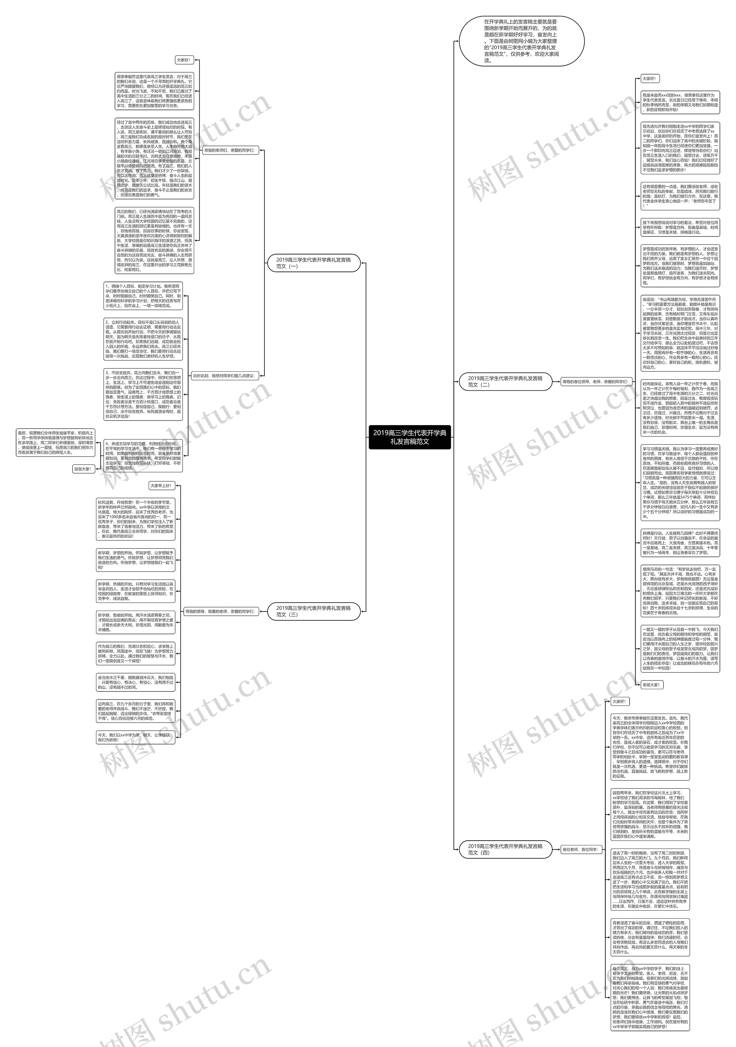 2019高三学生代表开学典礼发言稿范文思维导图