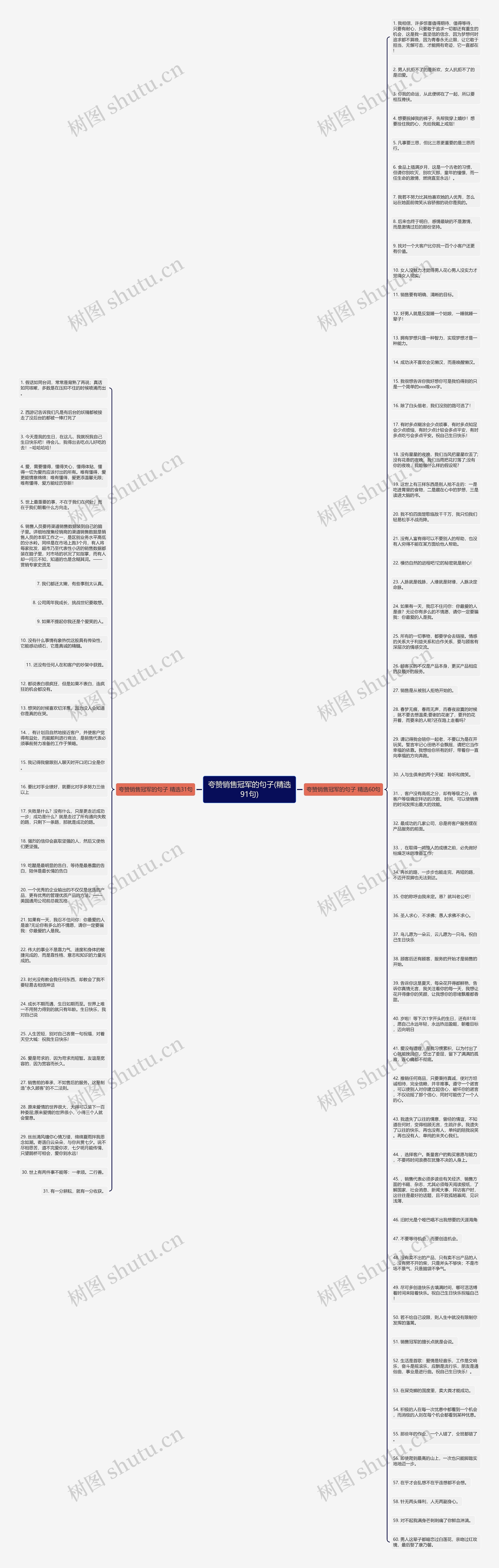 夸赞销售冠军的句子(精选91句)思维导图