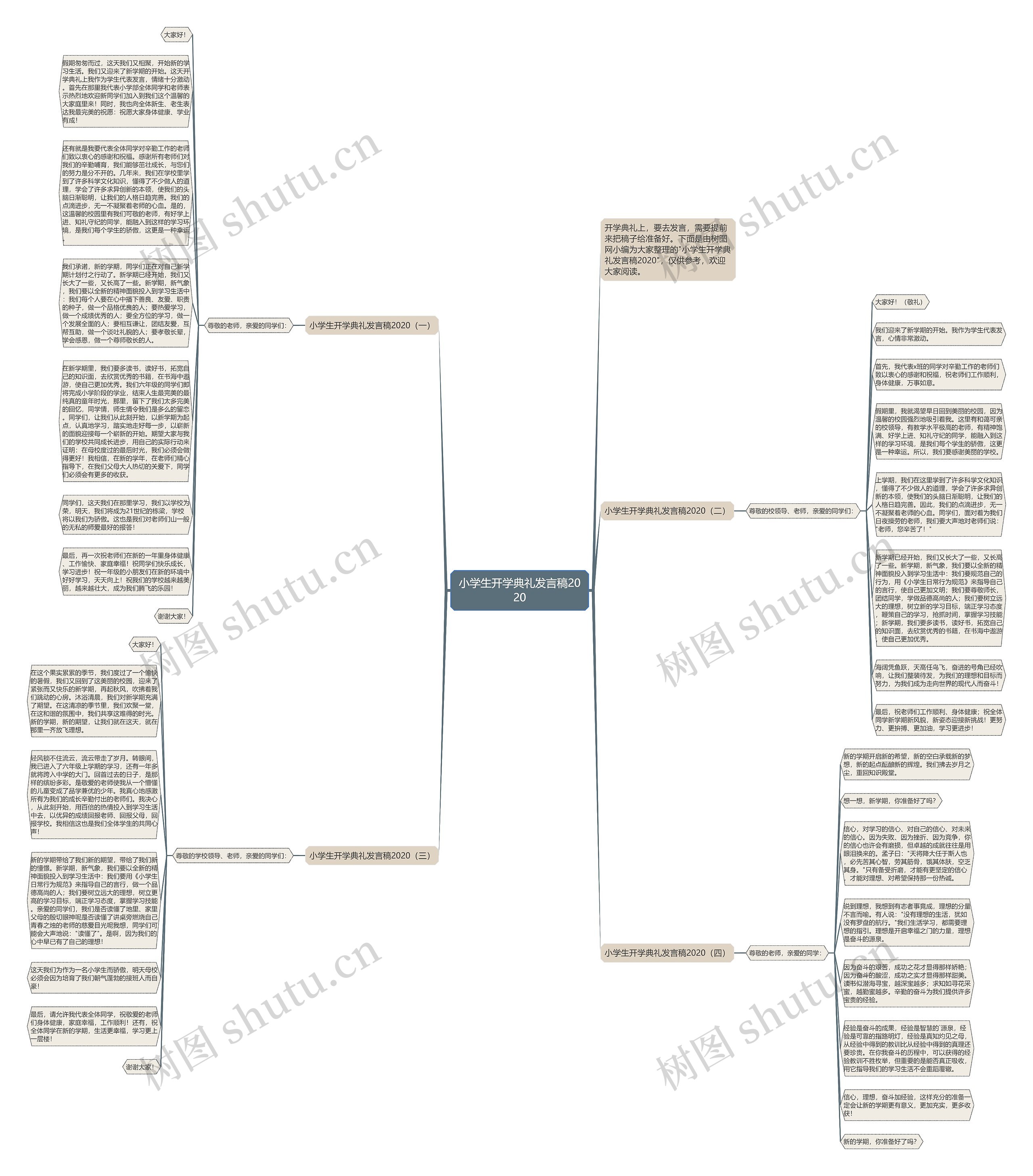 小学生开学典礼发言稿2020思维导图