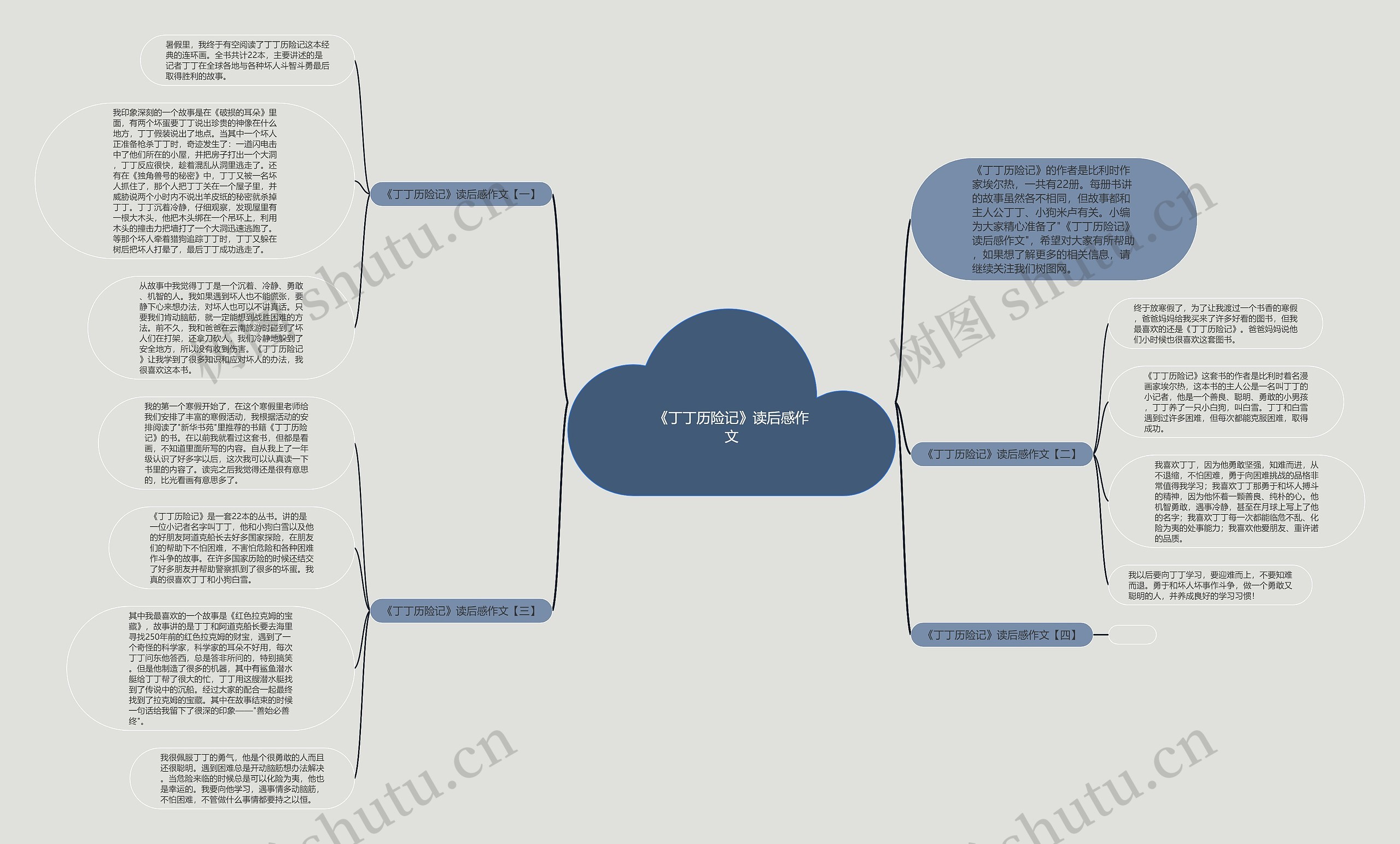 《丁丁历险记》读后感作文思维导图高清图 《丁丁历险记》读后感作文思维导图