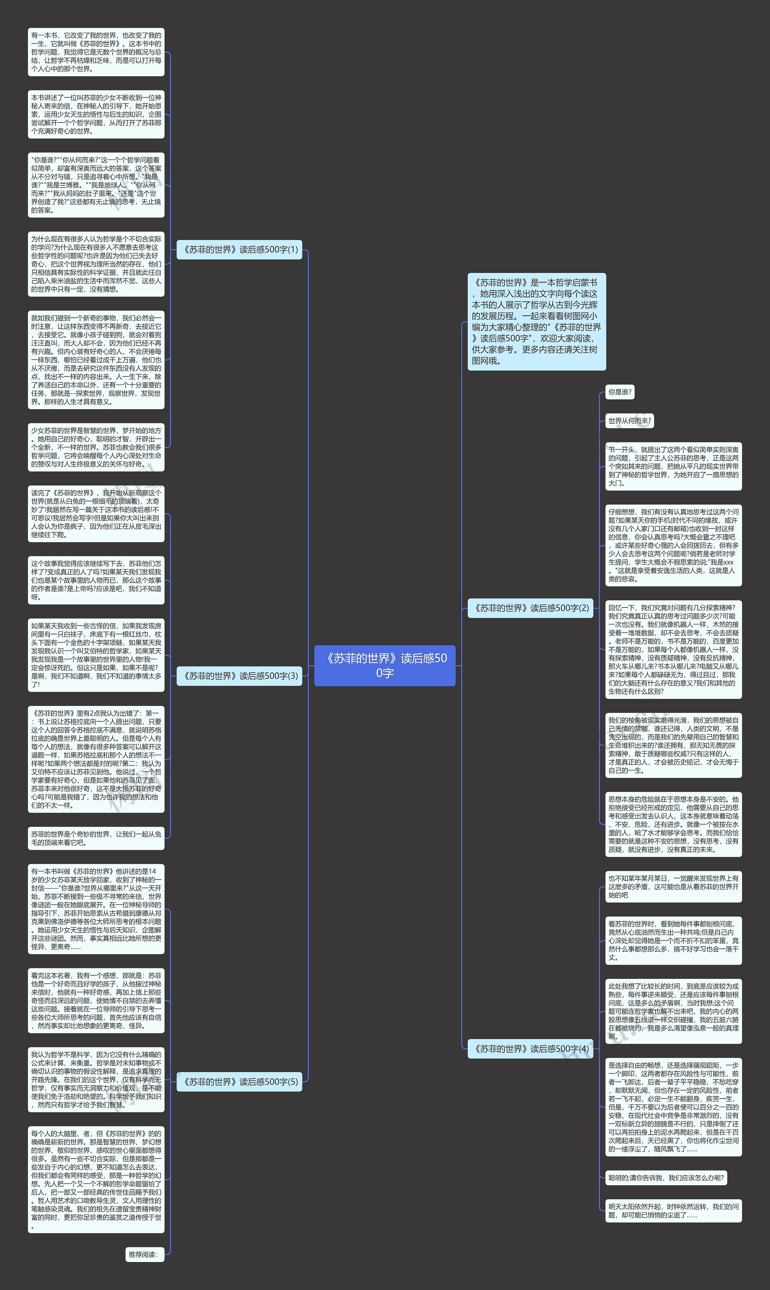 《苏菲的世界》读后感500字思维导图