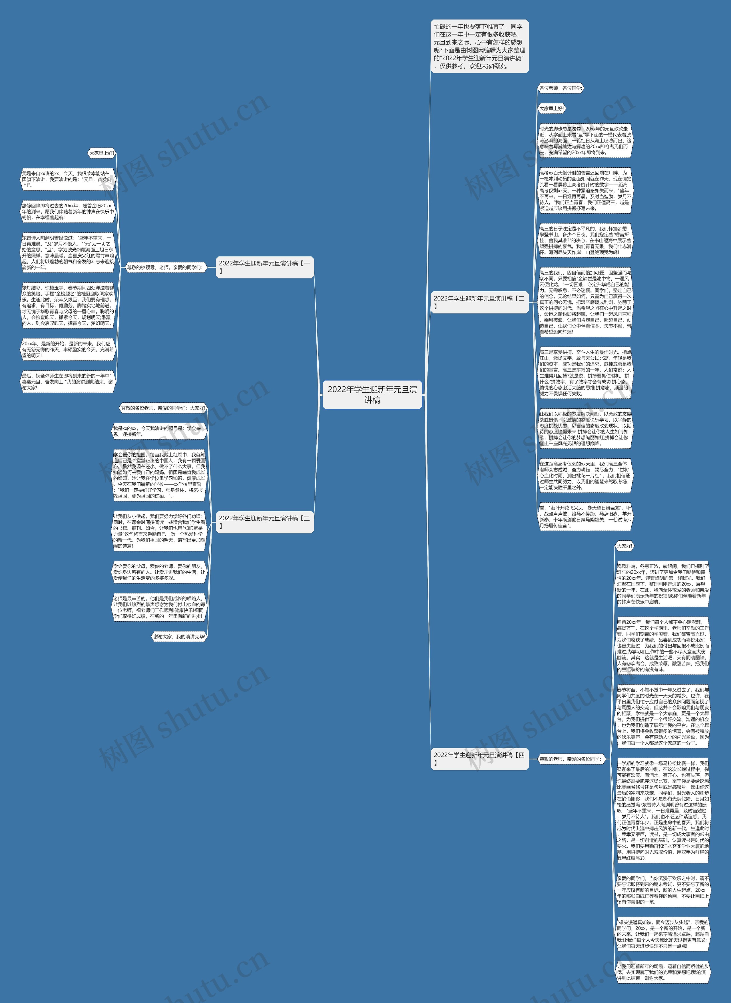 2022年学生迎新年元旦演讲稿思维导图