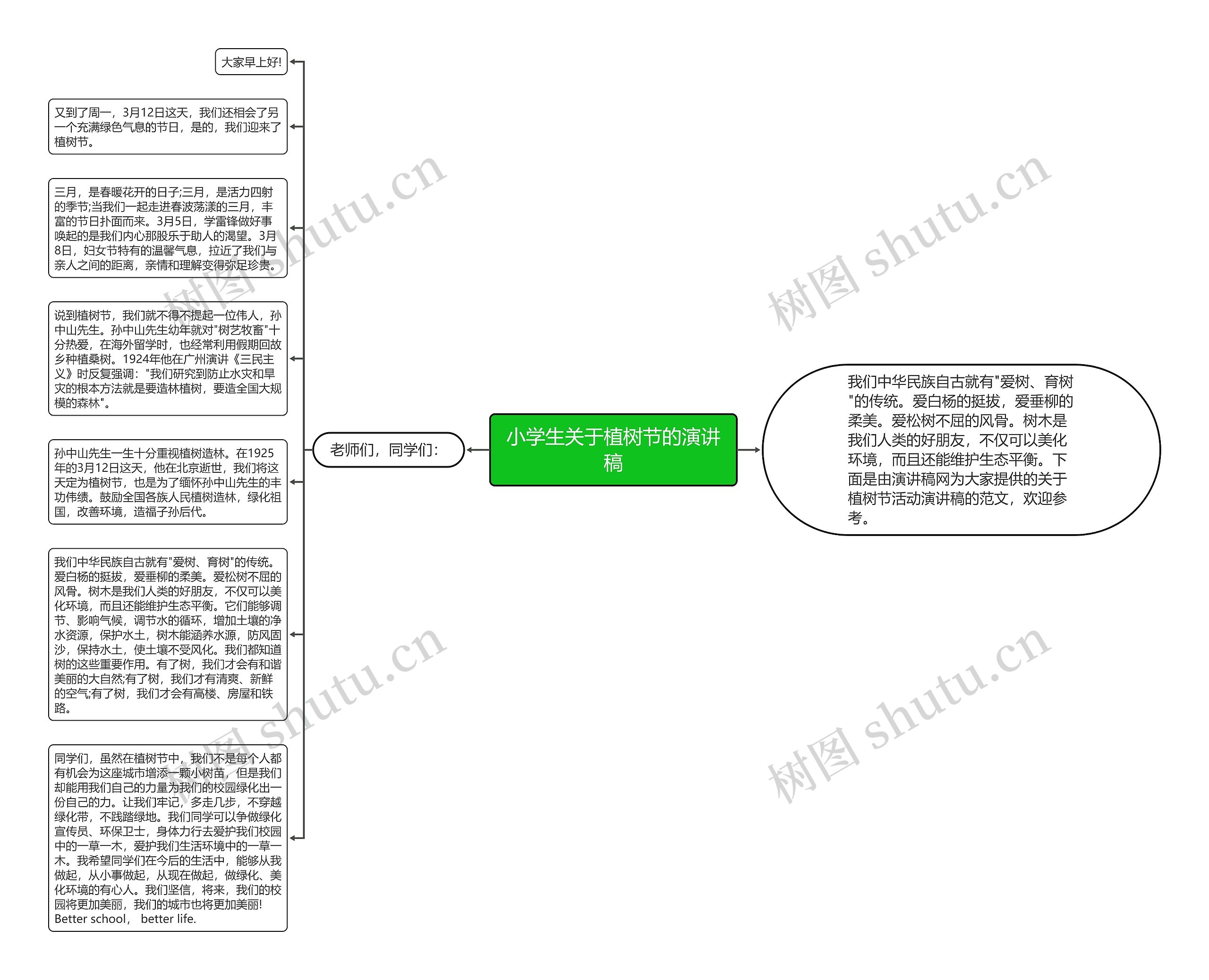 小学生关于植树节的演讲稿思维导图