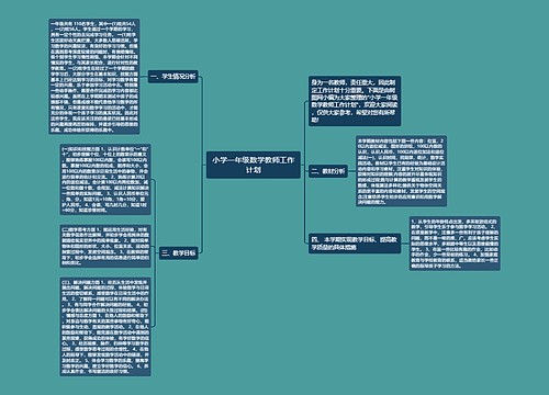 小学一年级数学教师工作计划