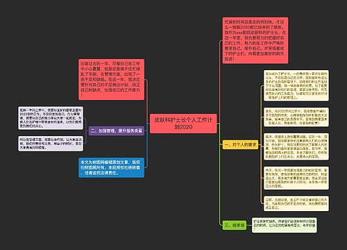 皮肤科护士长个人工作计划2020