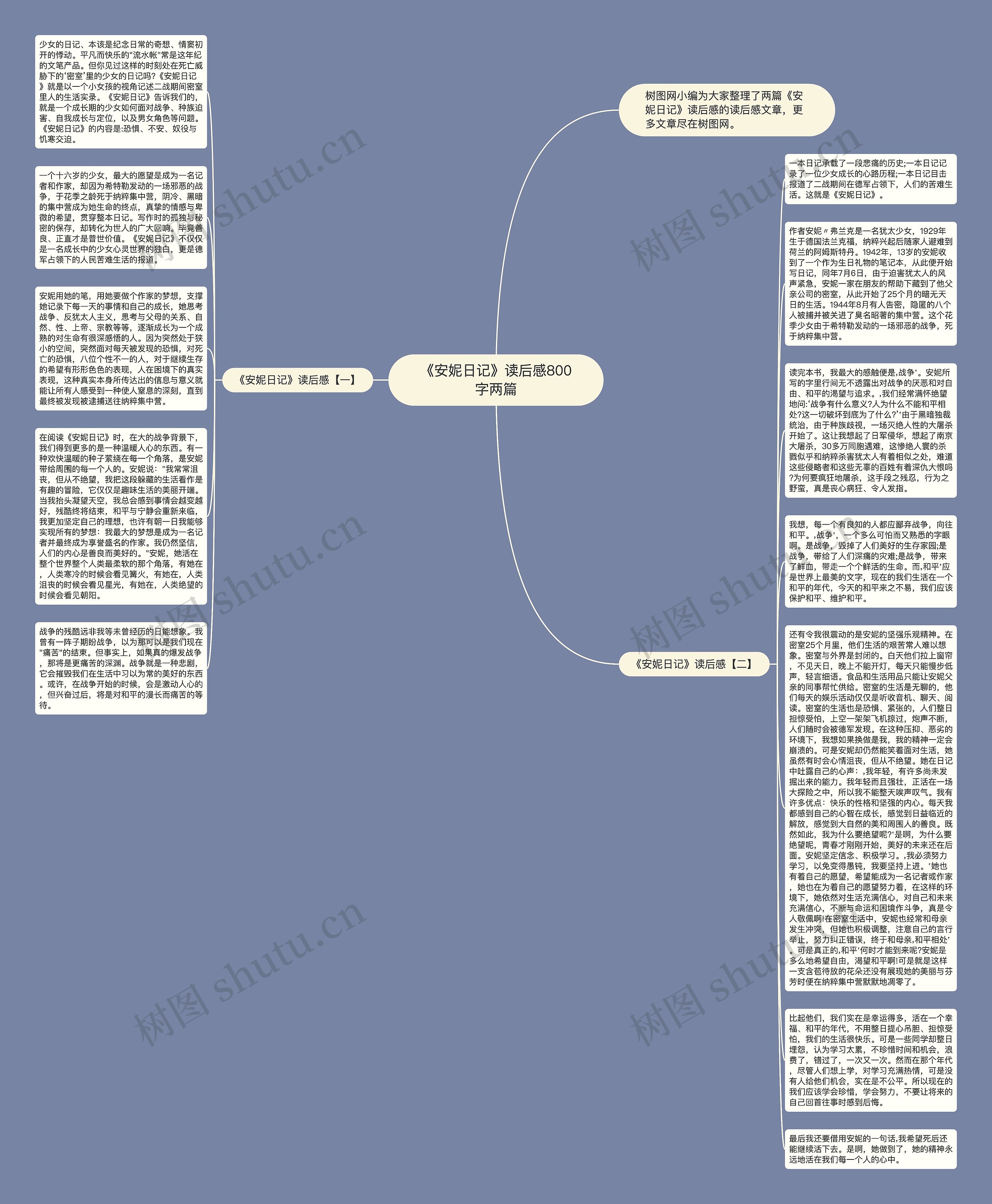 《安妮日记》读后感800字两篇思维导图