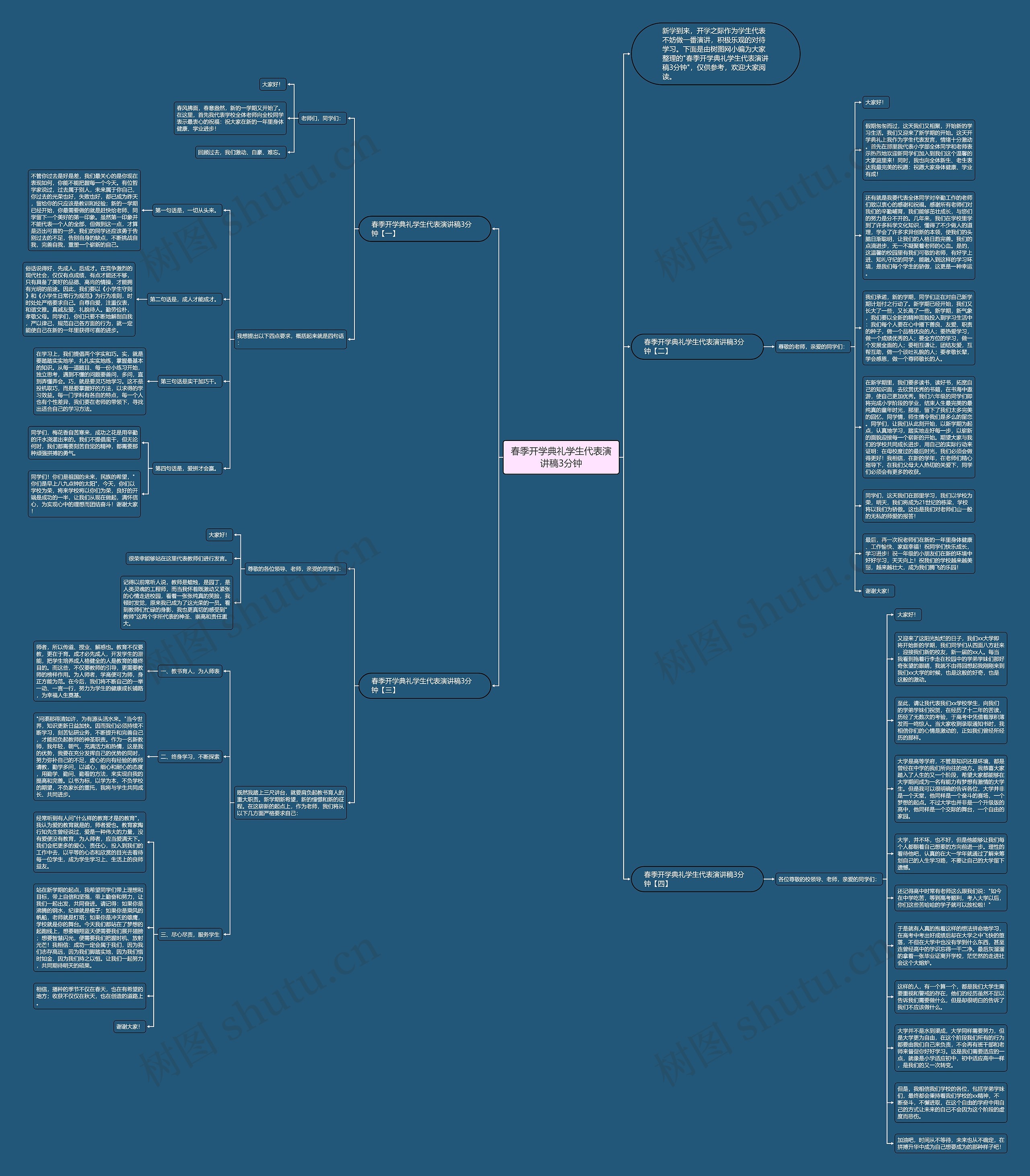 春季开学典礼学生代表演讲稿3分钟思维导图