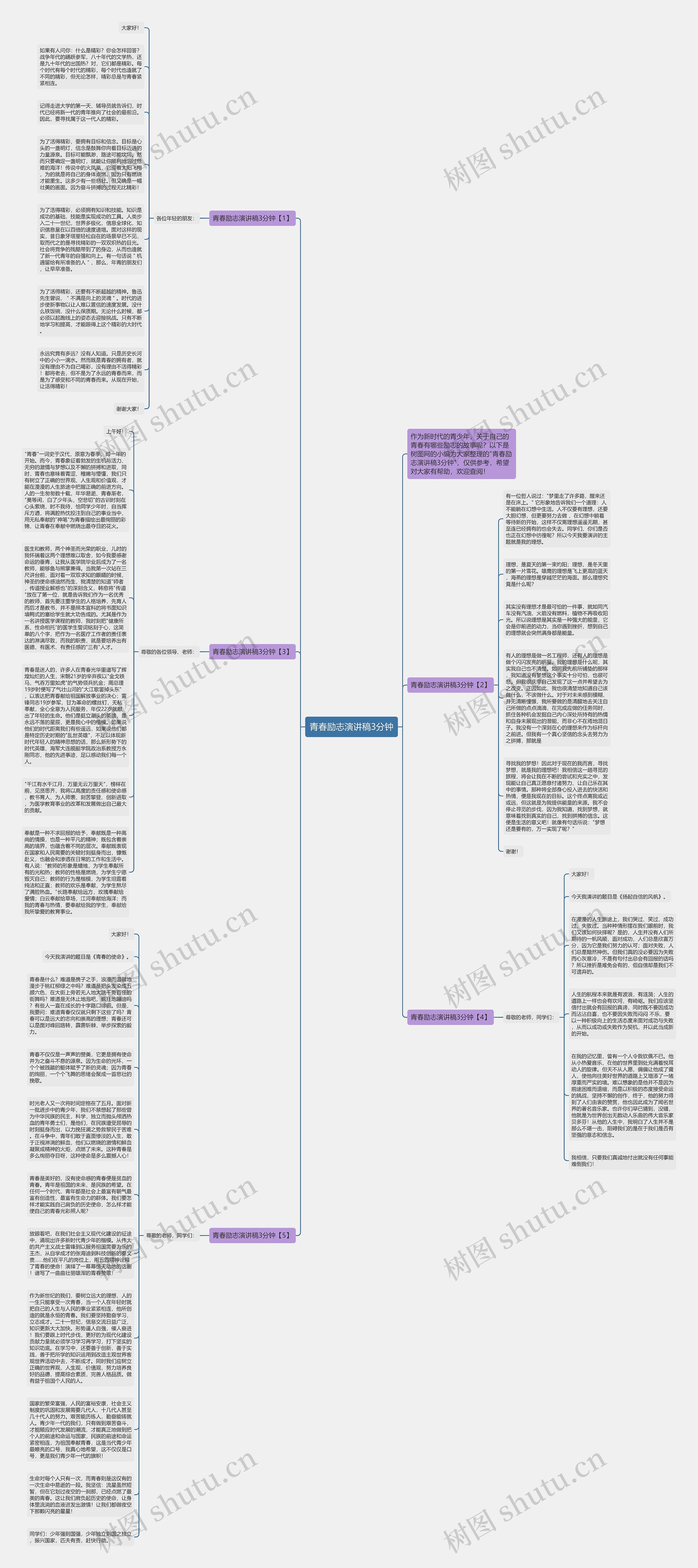 青春励志演讲稿3分钟思维导图