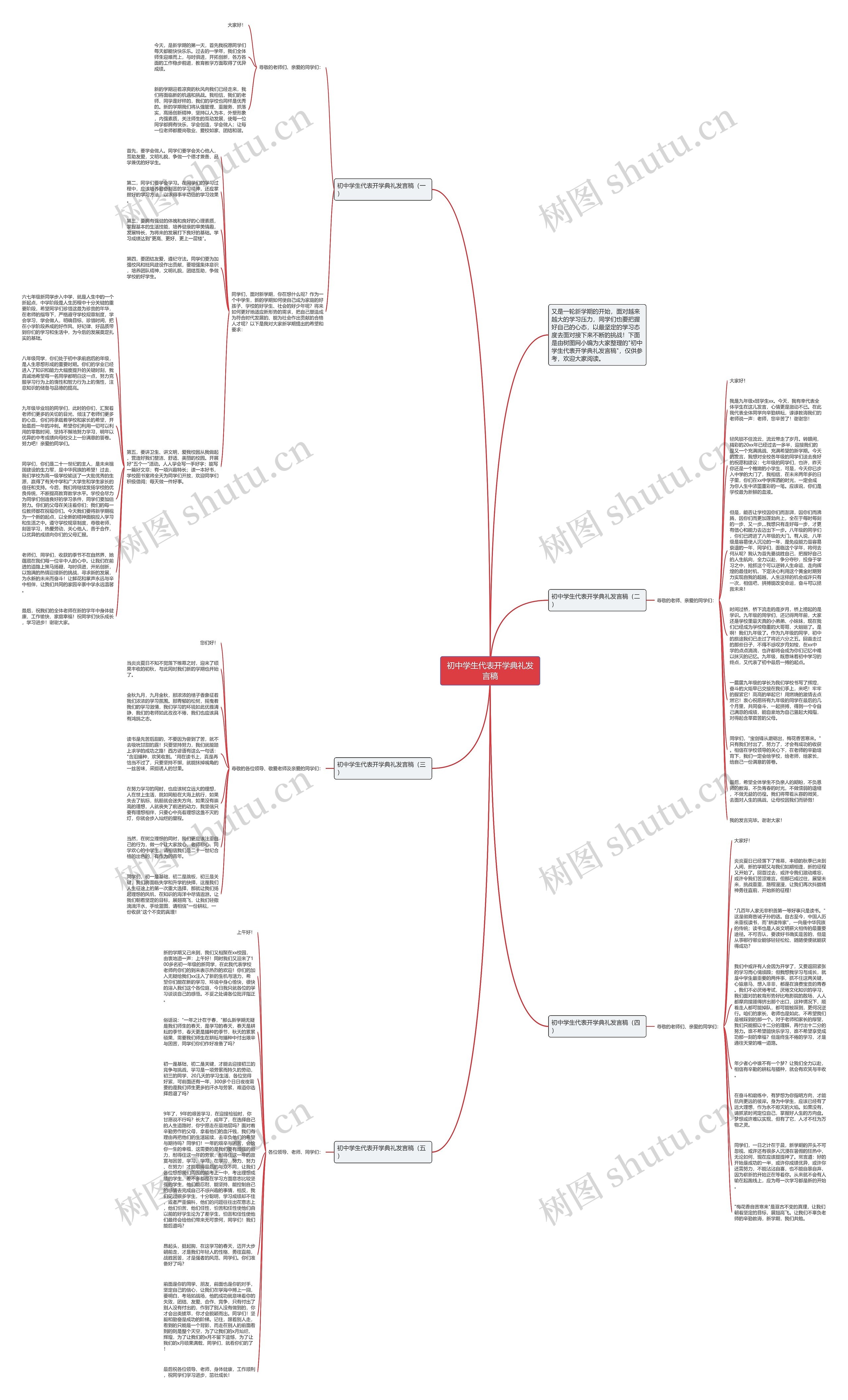 初中学生代表开学典礼发言稿思维导图