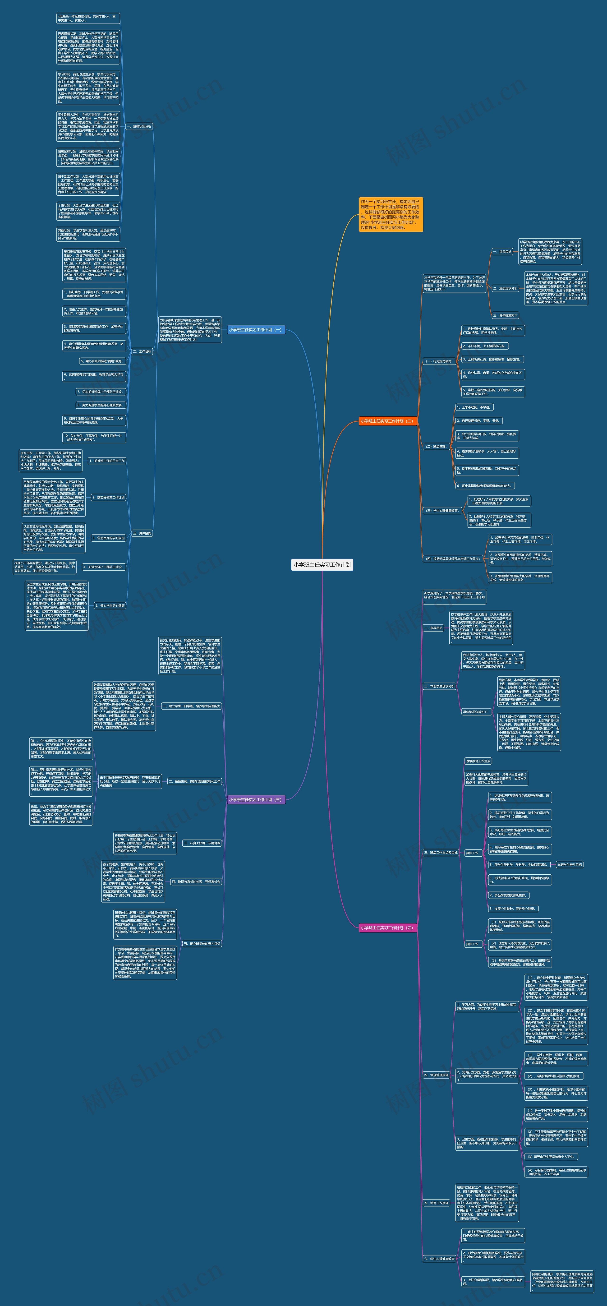 小学班主任实习工作计划思维导图