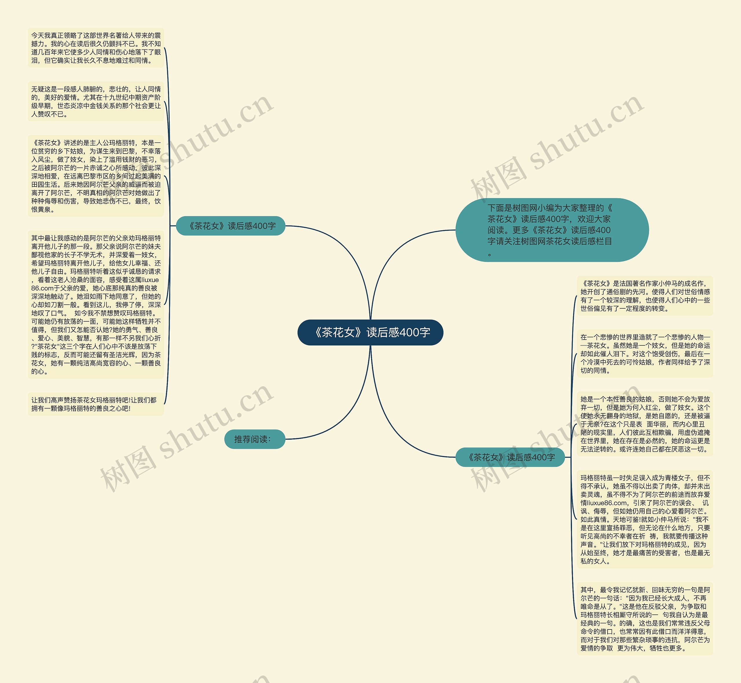 《茶花女》读后感400字思维导图