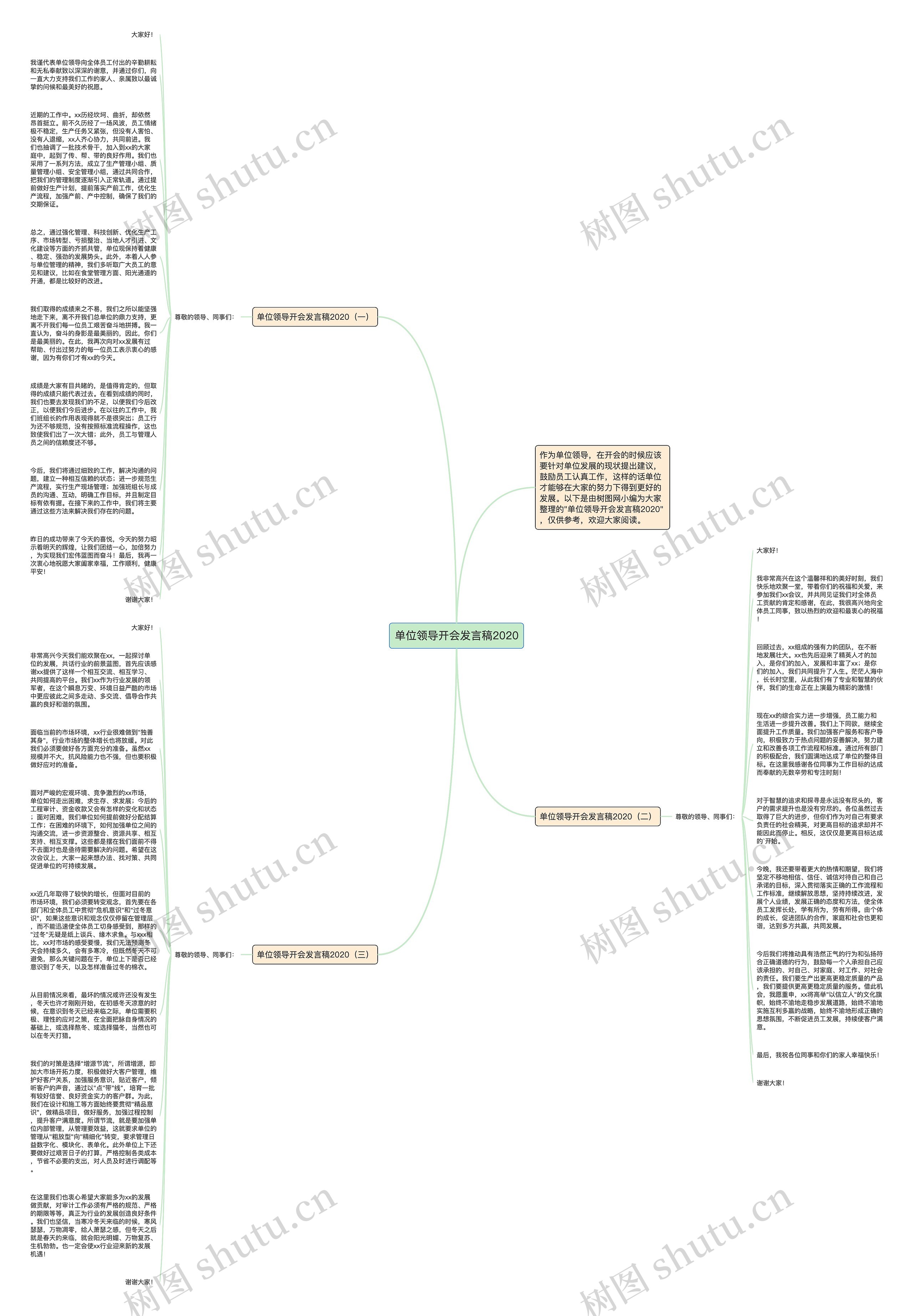 单位领导开会发言稿2020思维导图