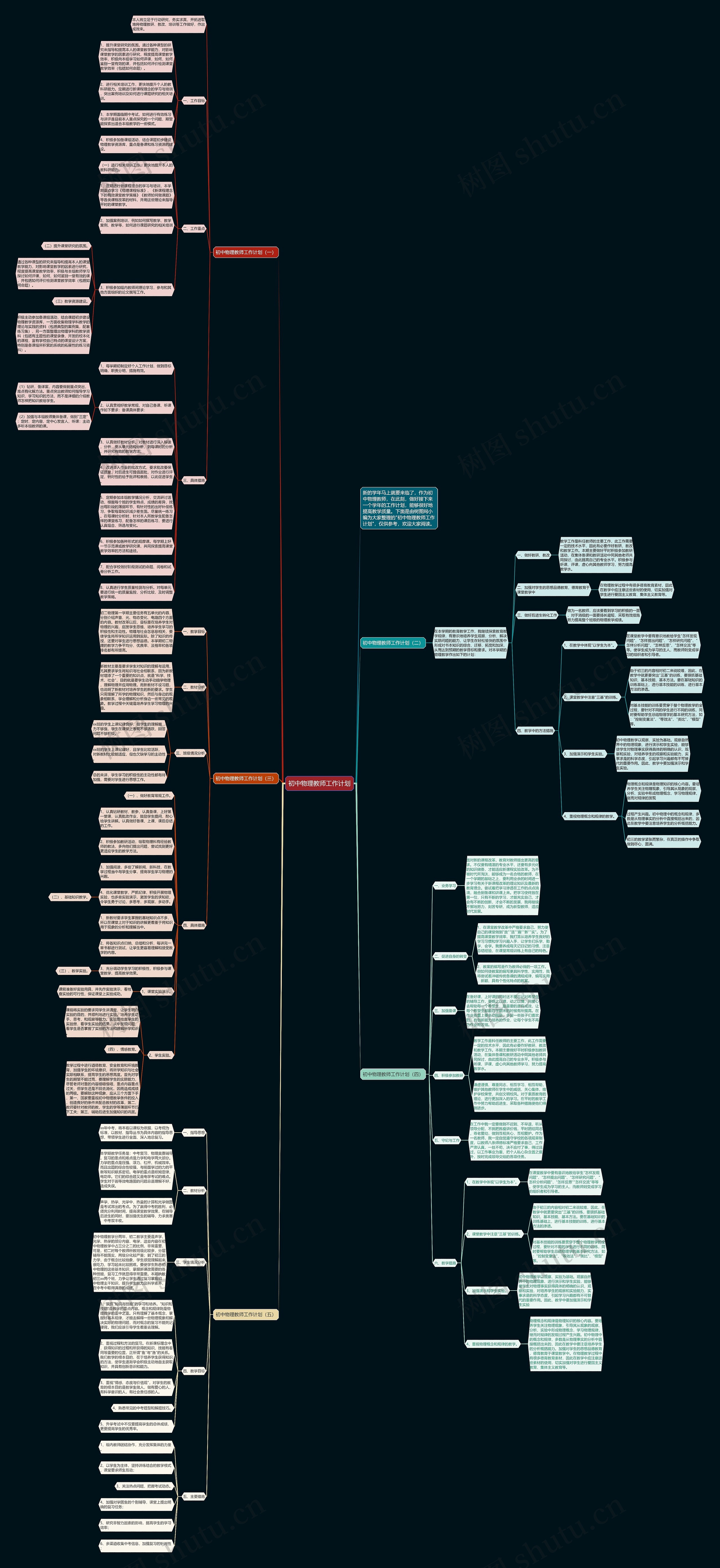 初中物理教师工作计划思维导图