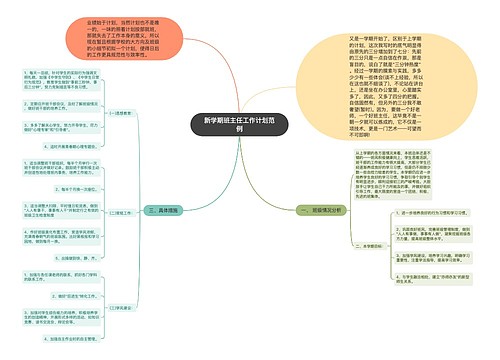 新学期班主任工作计划范例