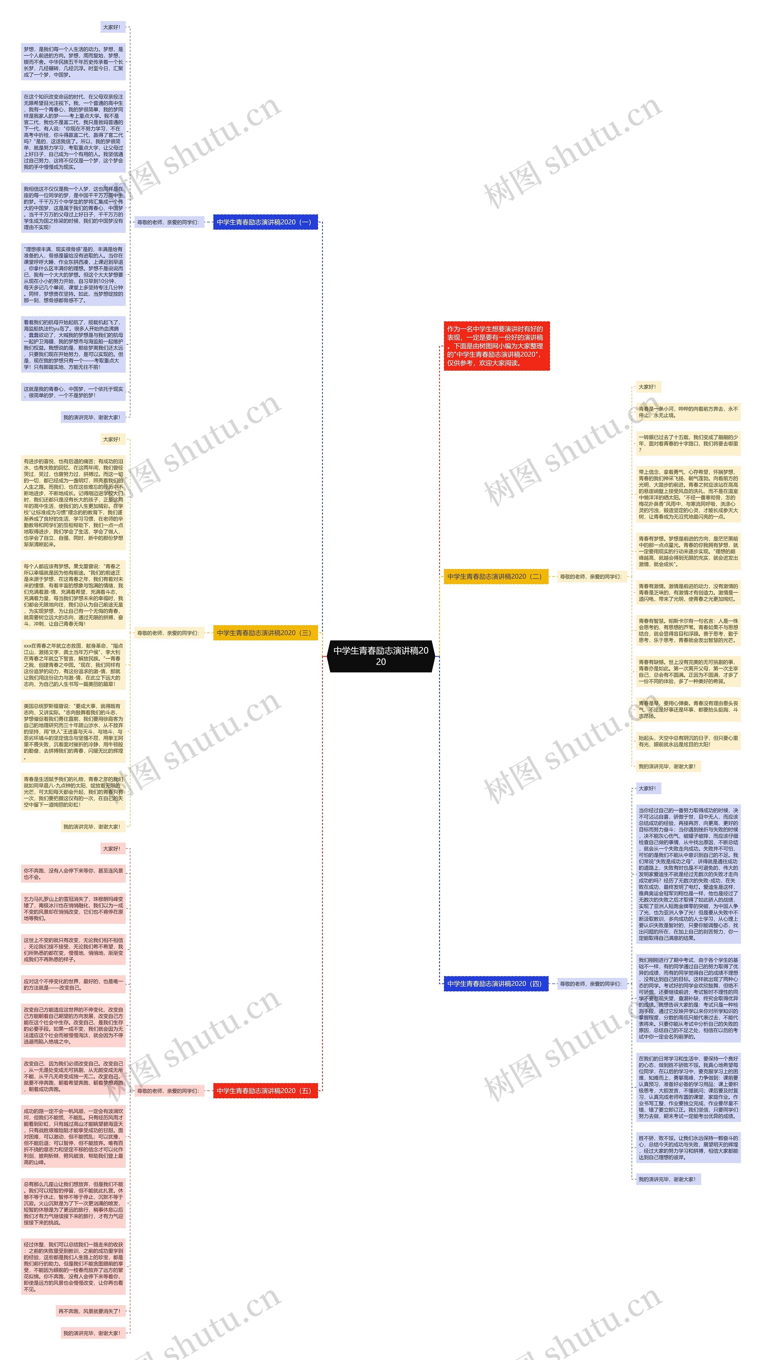 中学生青春励志演讲稿2020思维导图