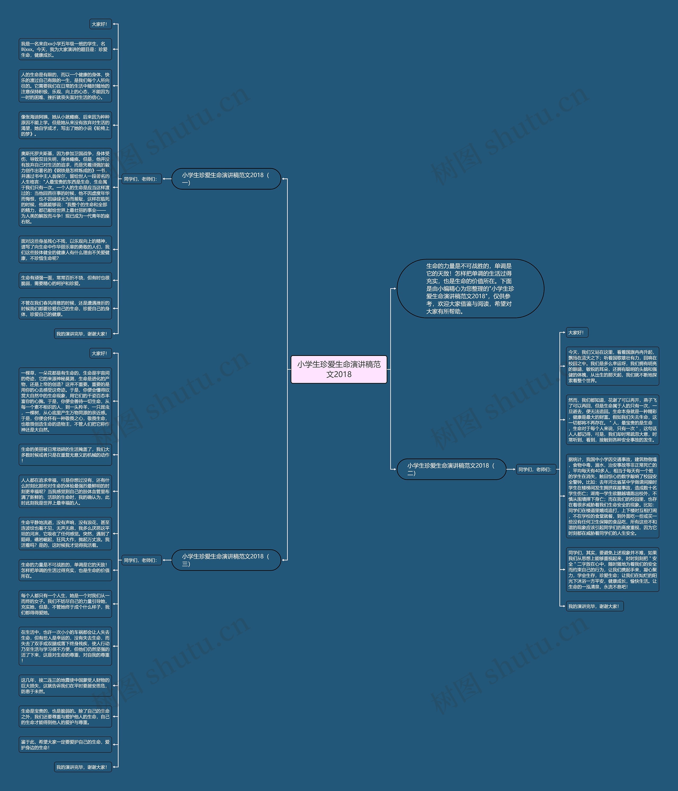 小学生珍爱生命演讲稿范文2018思维导图