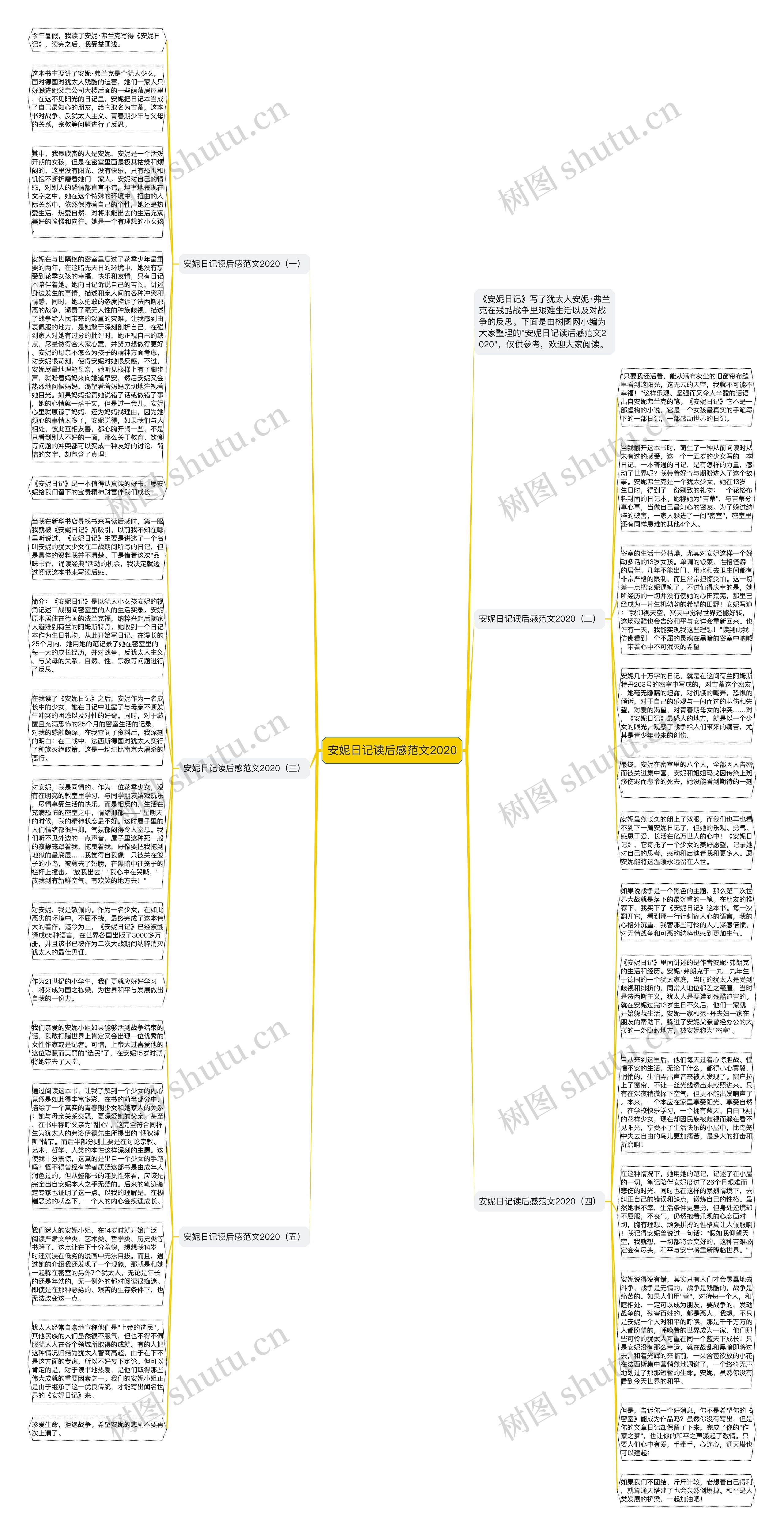 安妮日记读后感范文2020思维导图