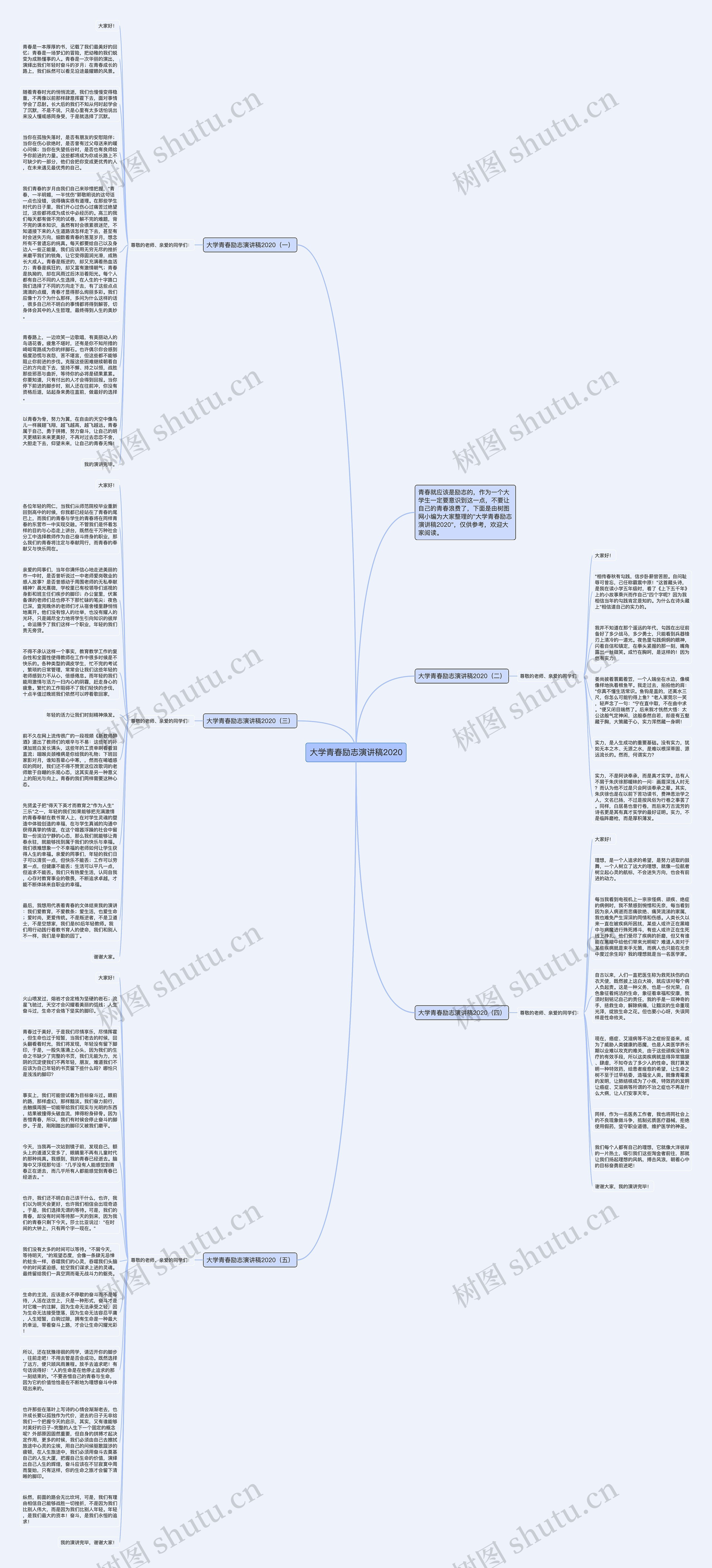 大学青春励志演讲稿2020思维导图
