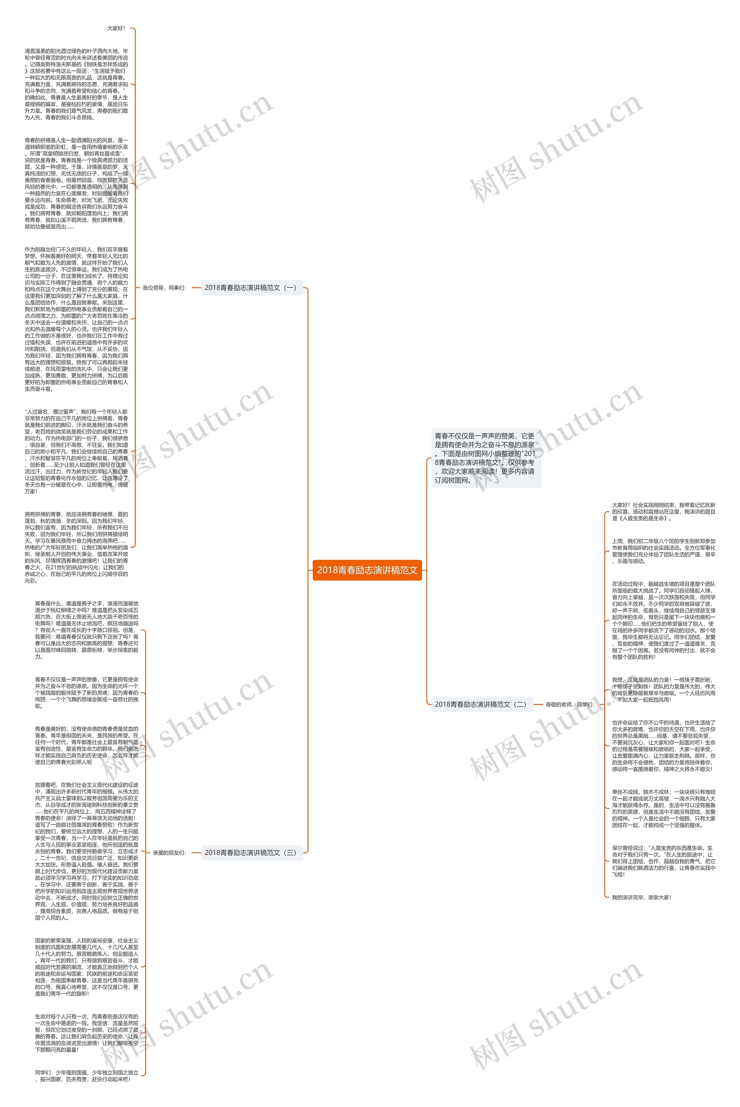 2018青春励志演讲稿范文思维导图