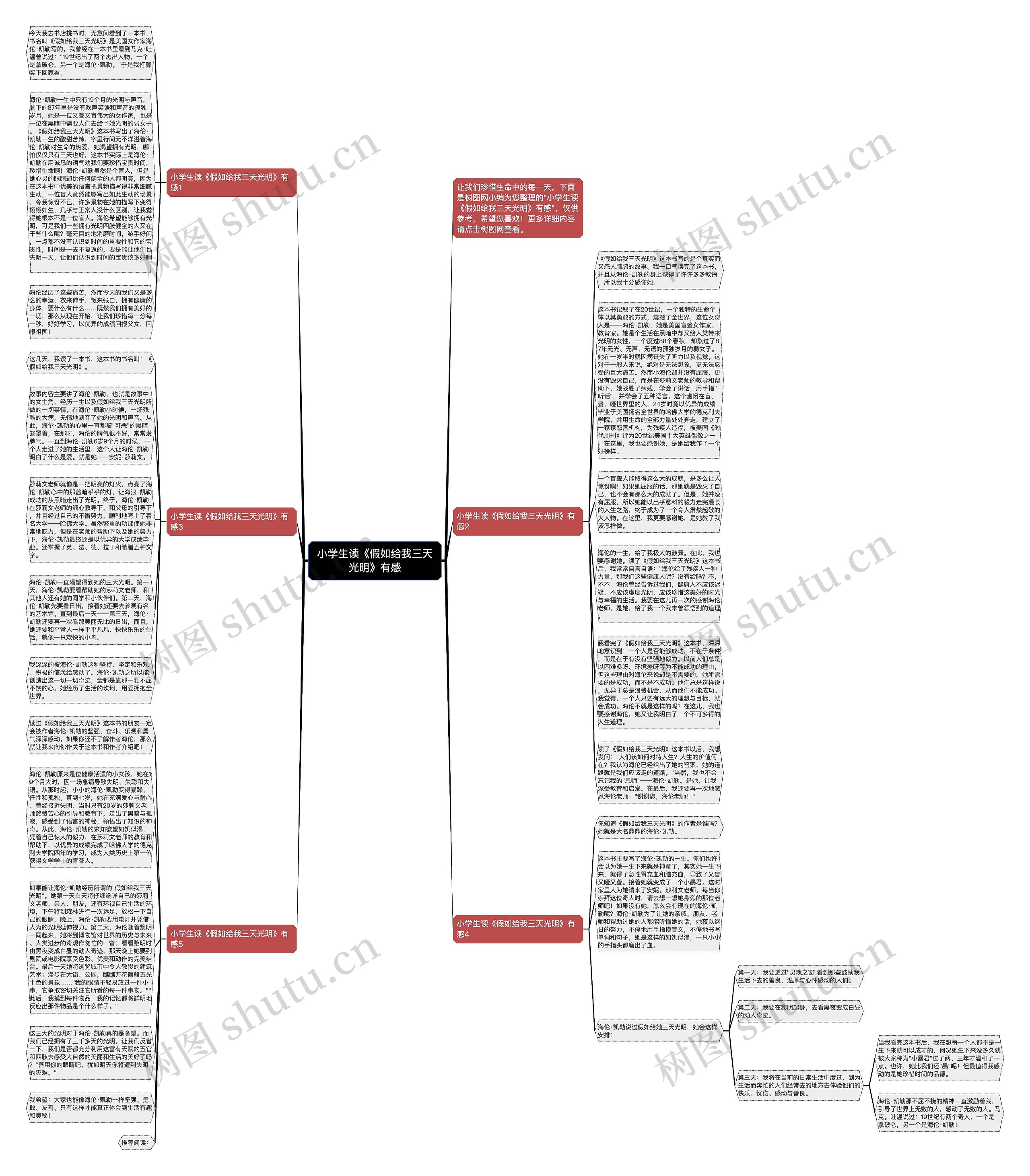 小学生读《假如给我三天光明》有感思维导图