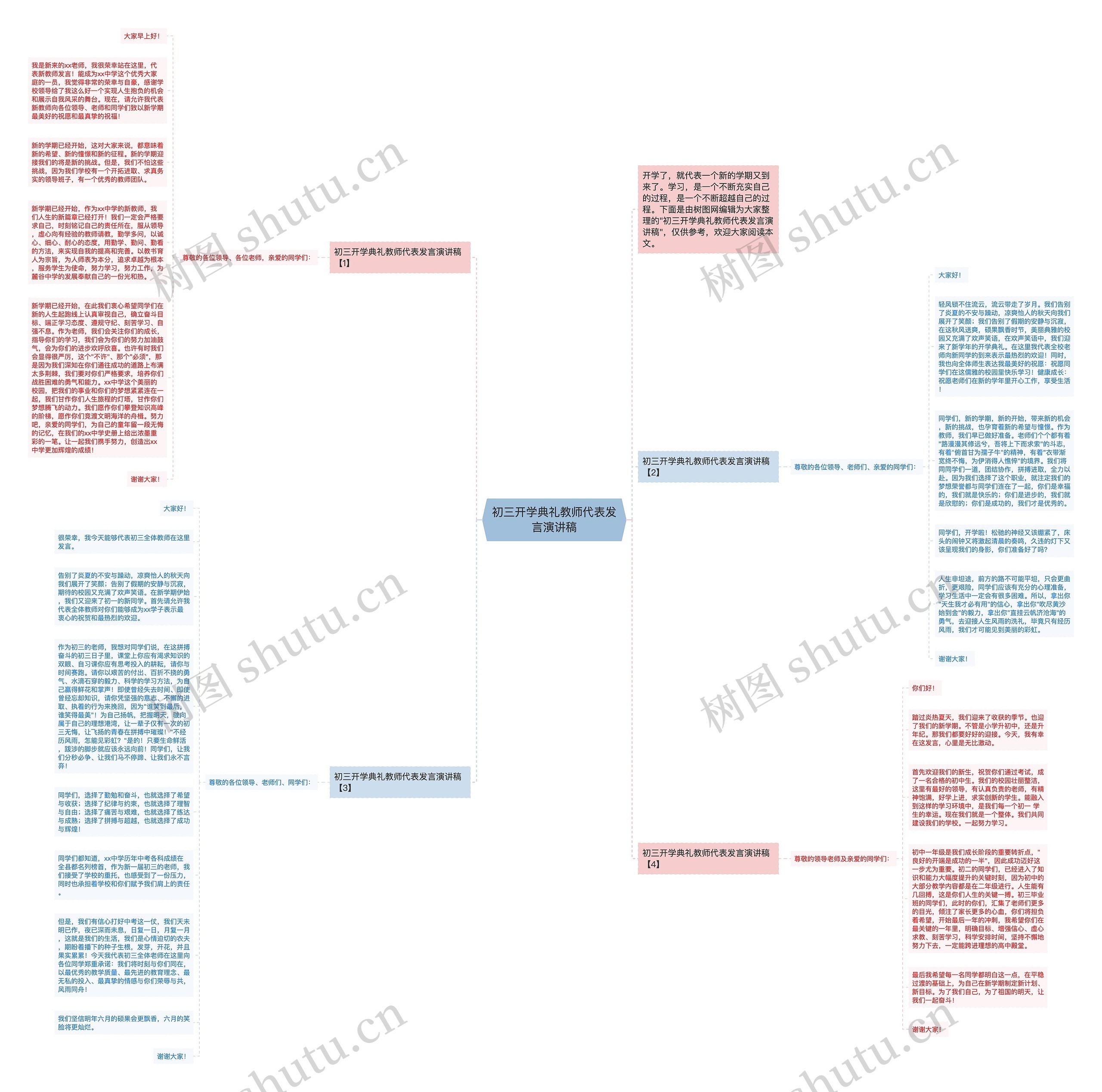 初三开学典礼教师代表发言演讲稿思维导图