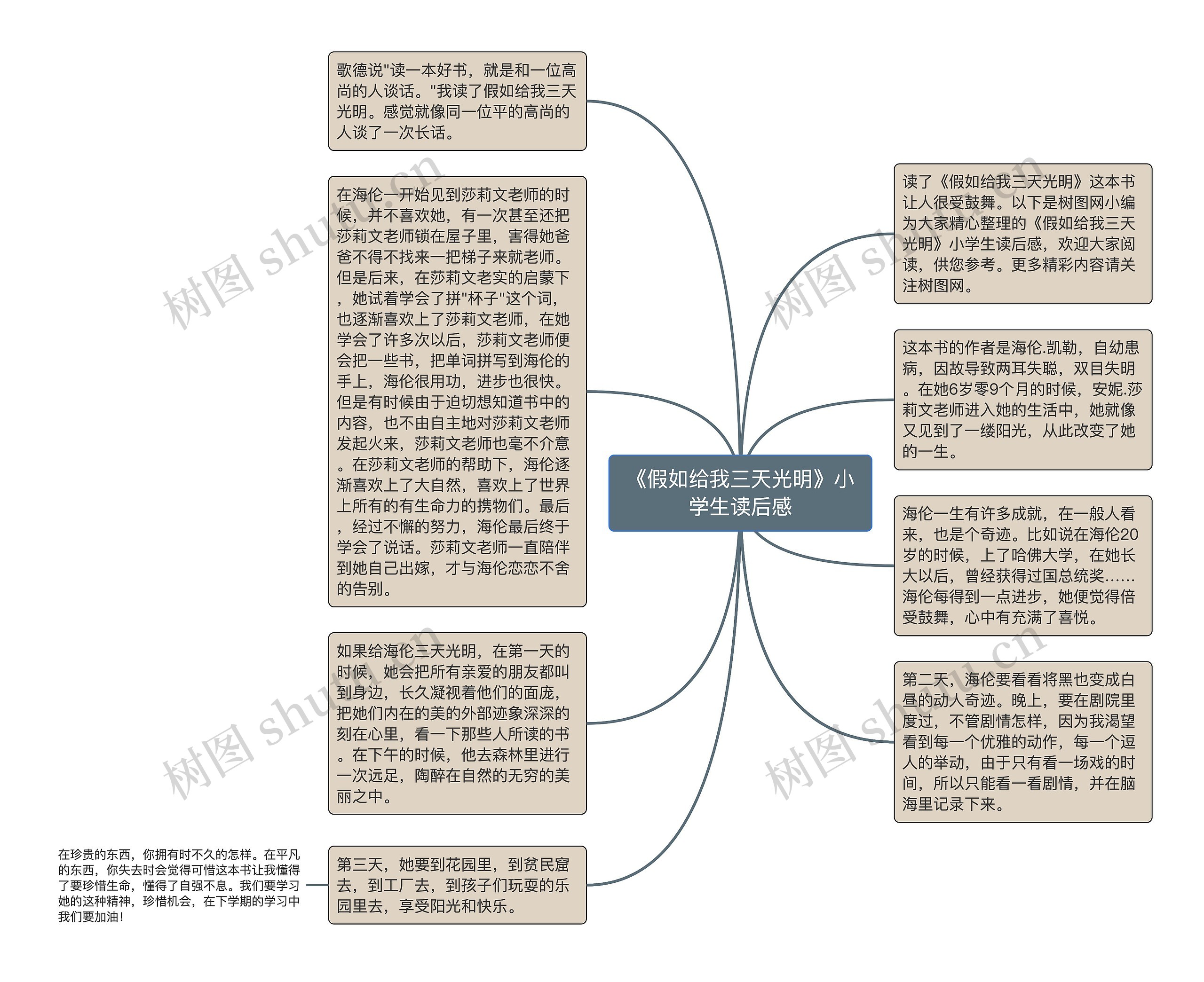 《假如给我三天光明》小学生读后感思维导图