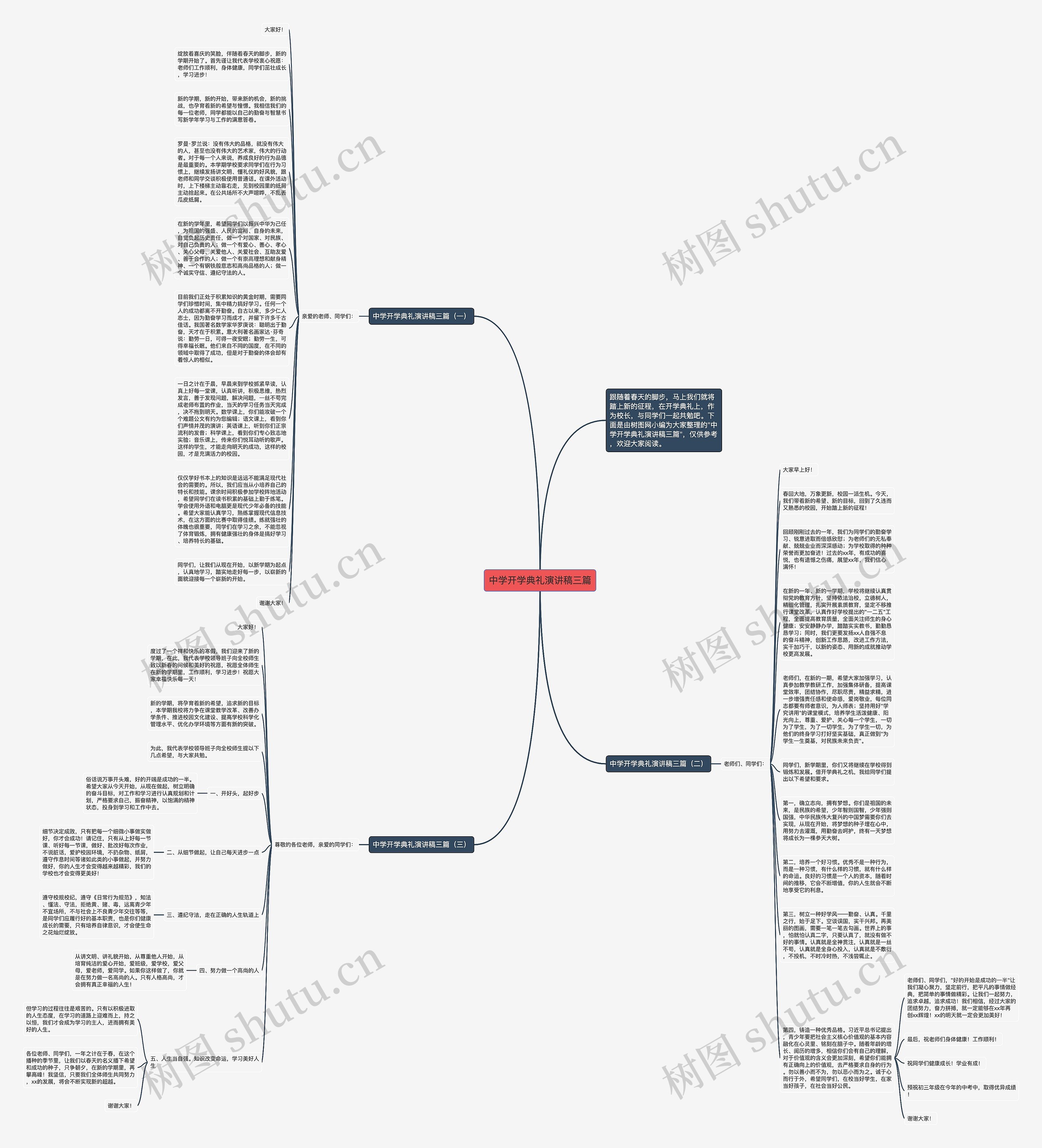 中学开学典礼演讲稿三篇思维导图