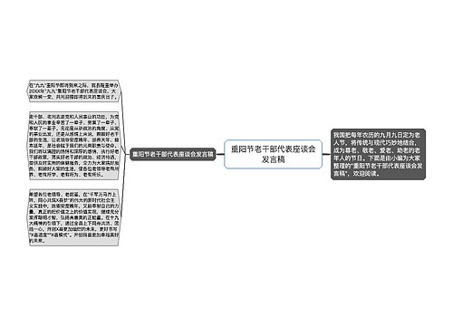 重阳节老干部代表座谈会发言稿 重阳节老干部代表座谈会发言稿
