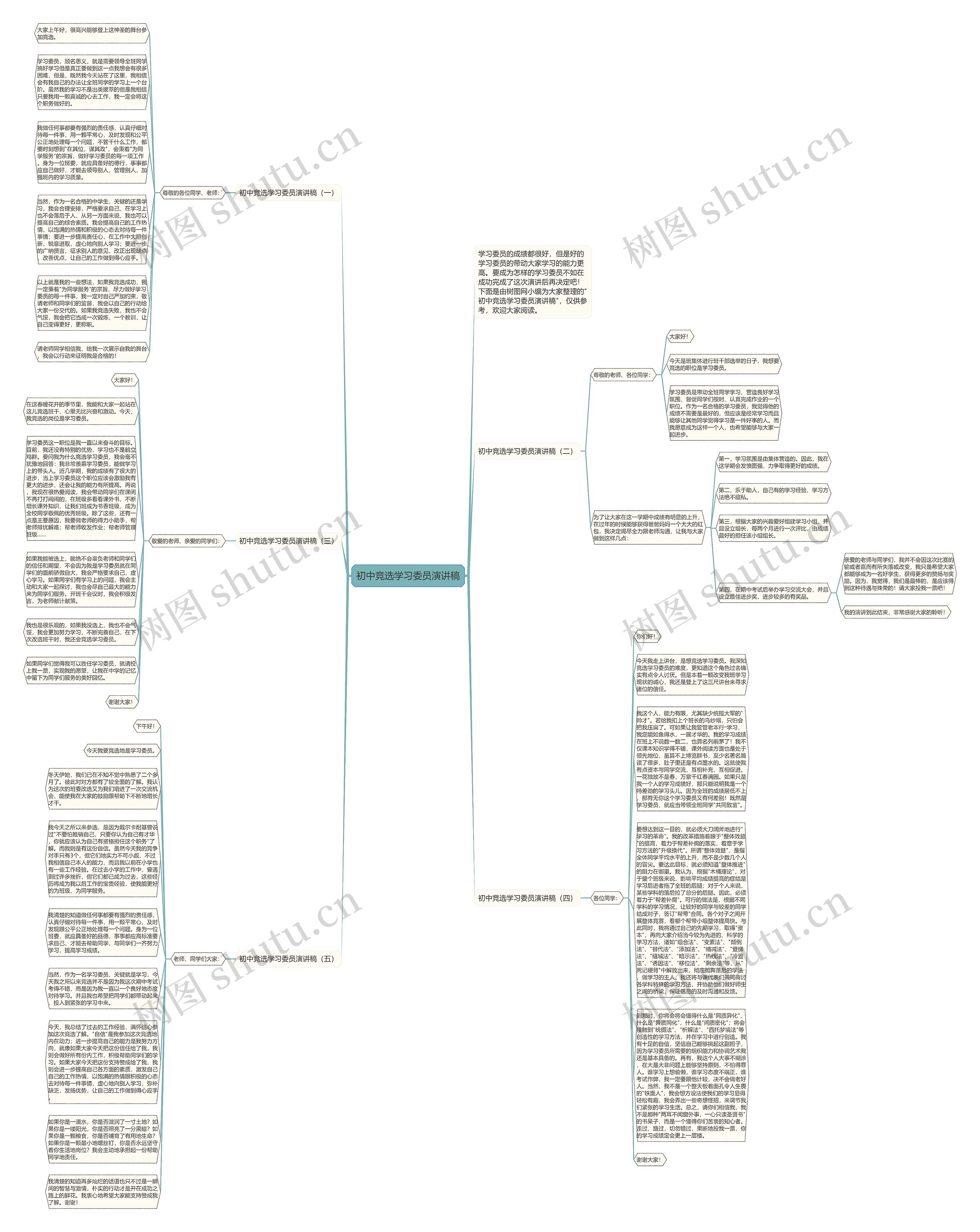 初中竞选学习委员演讲稿思维导图