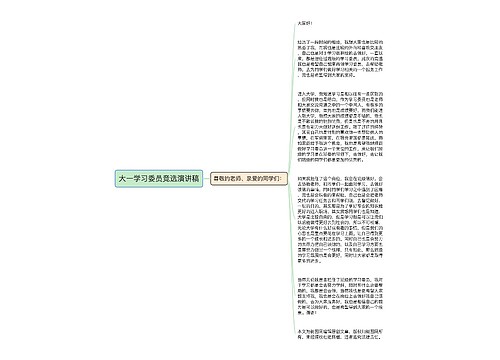 大一学习委员竞选演讲稿