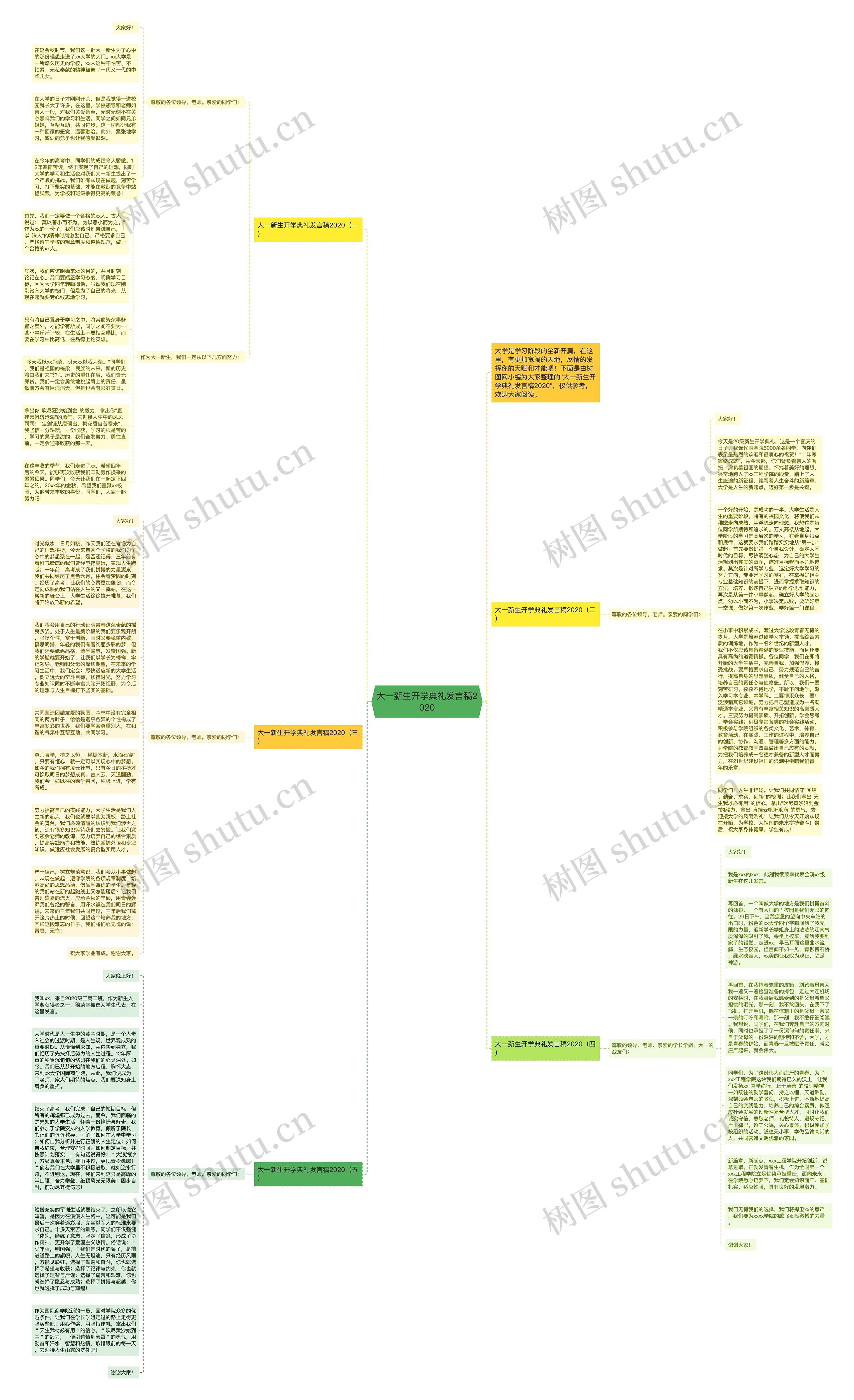 大一新生开学典礼发言稿2020思维导图