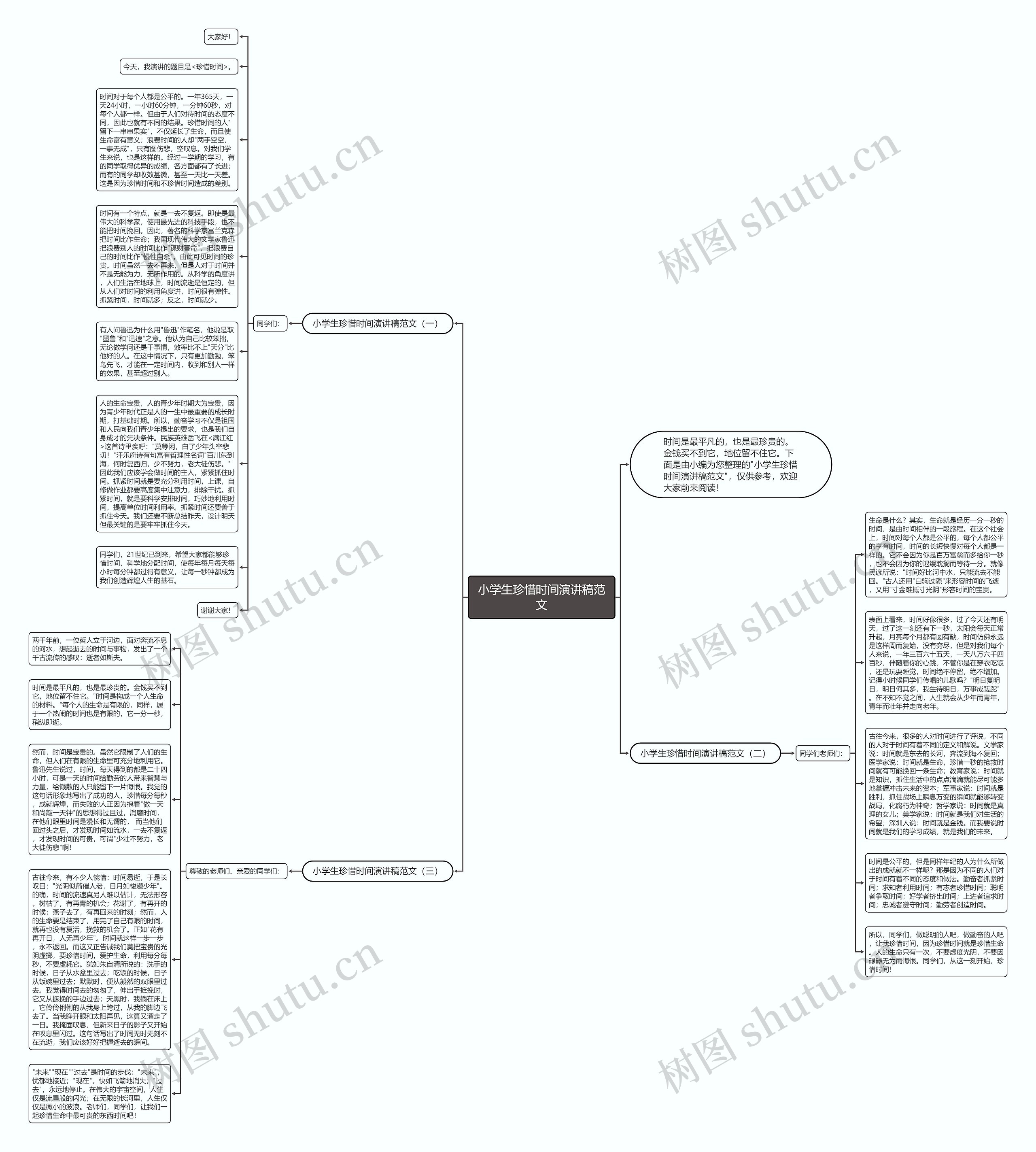 小学生珍惜时间演讲稿范文思维导图