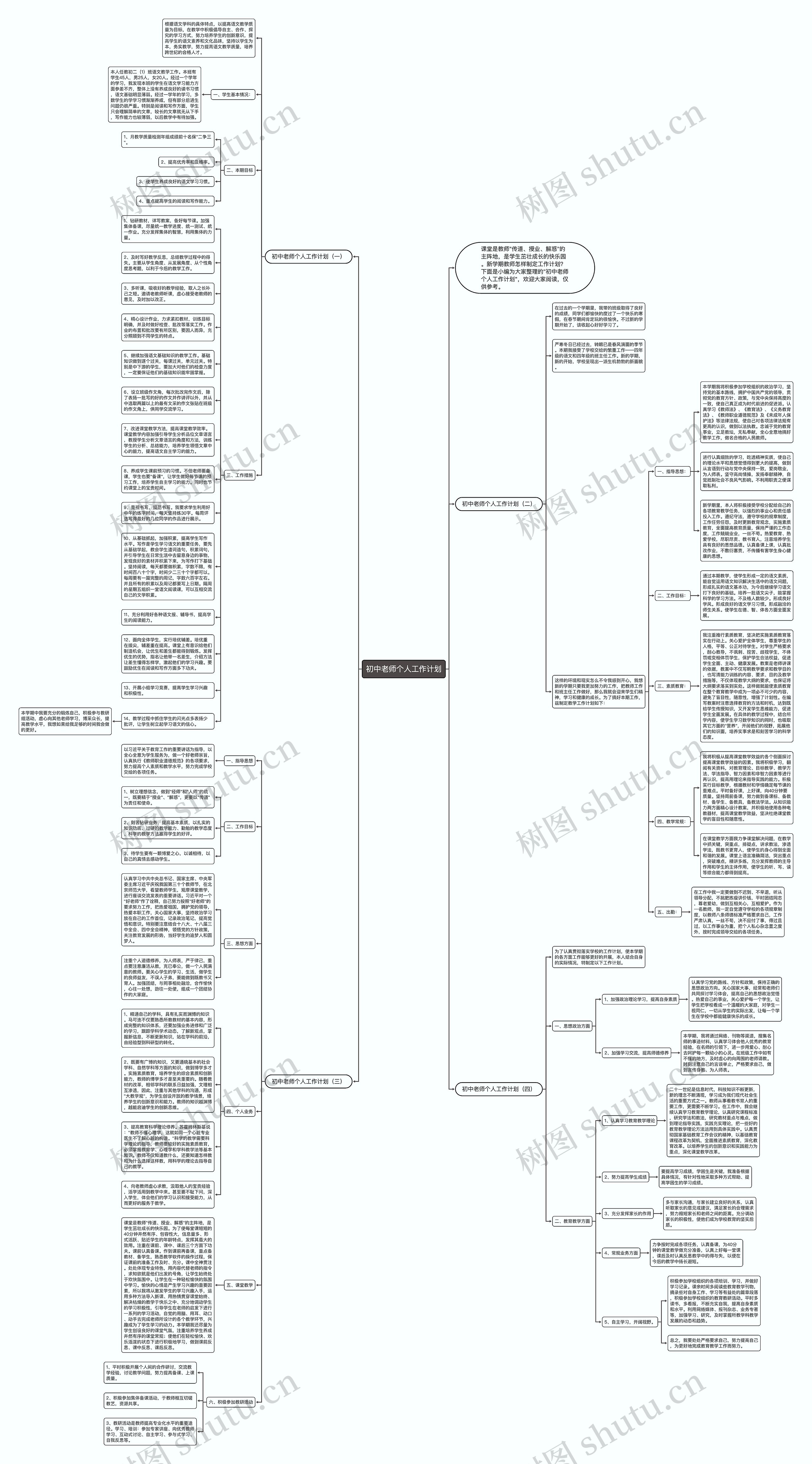 初中老师个人工作计划思维导图