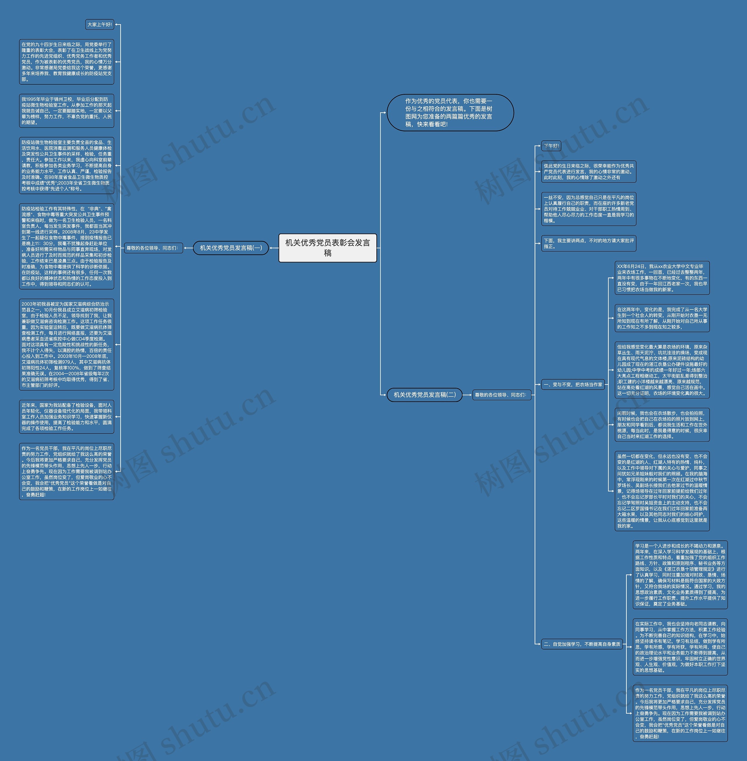 机关优秀党员表彰会发言稿思维导图