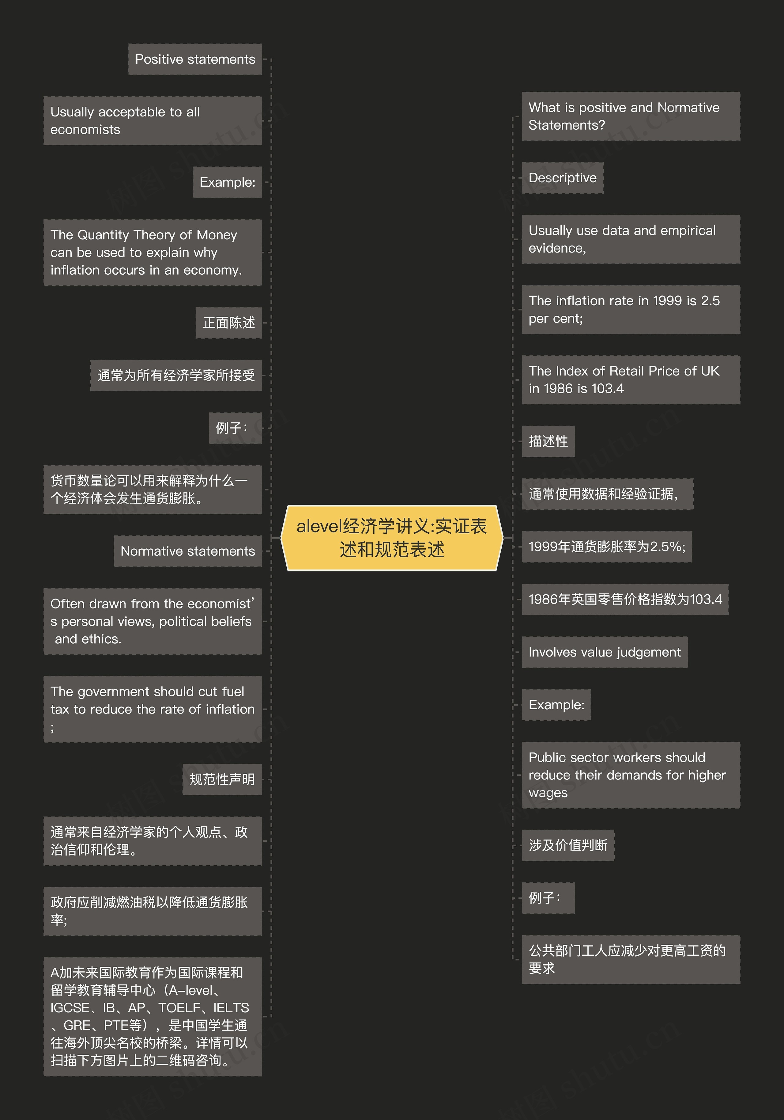 alevel经济学讲义:实证表述和规范表述思维导图