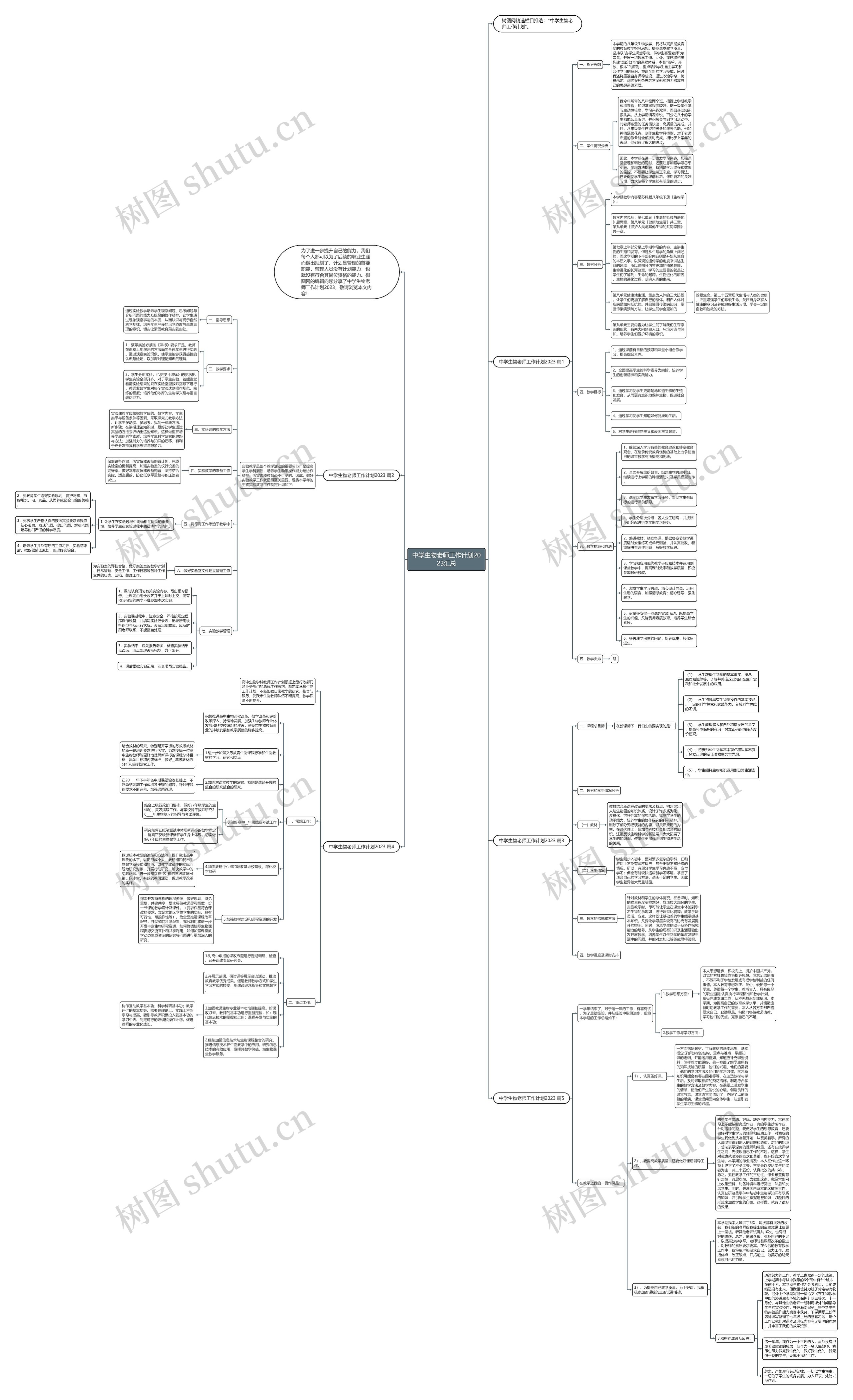 中学生物老师工作计划2023汇总思维导图