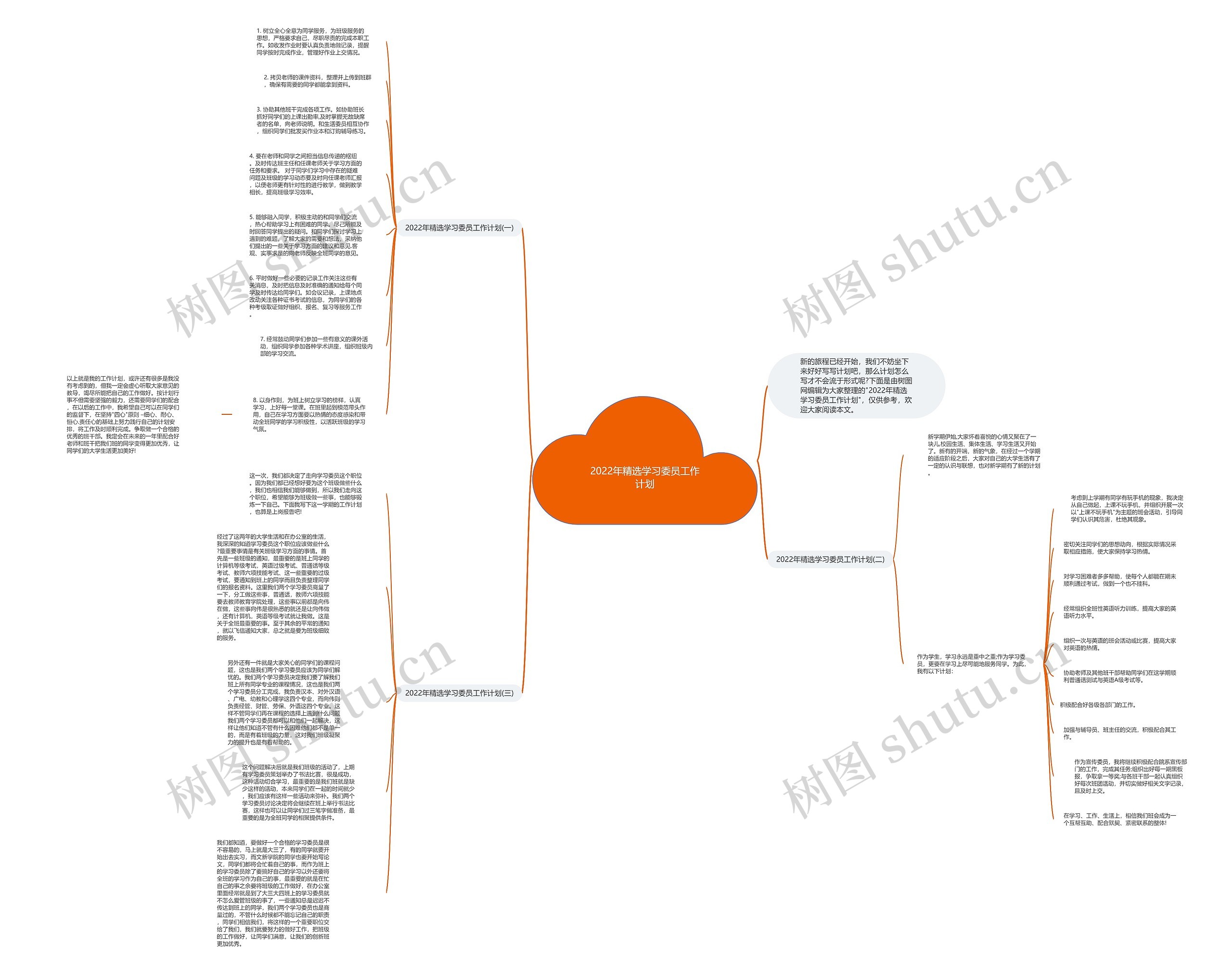 2022年精选学习委员工作计划思维导图