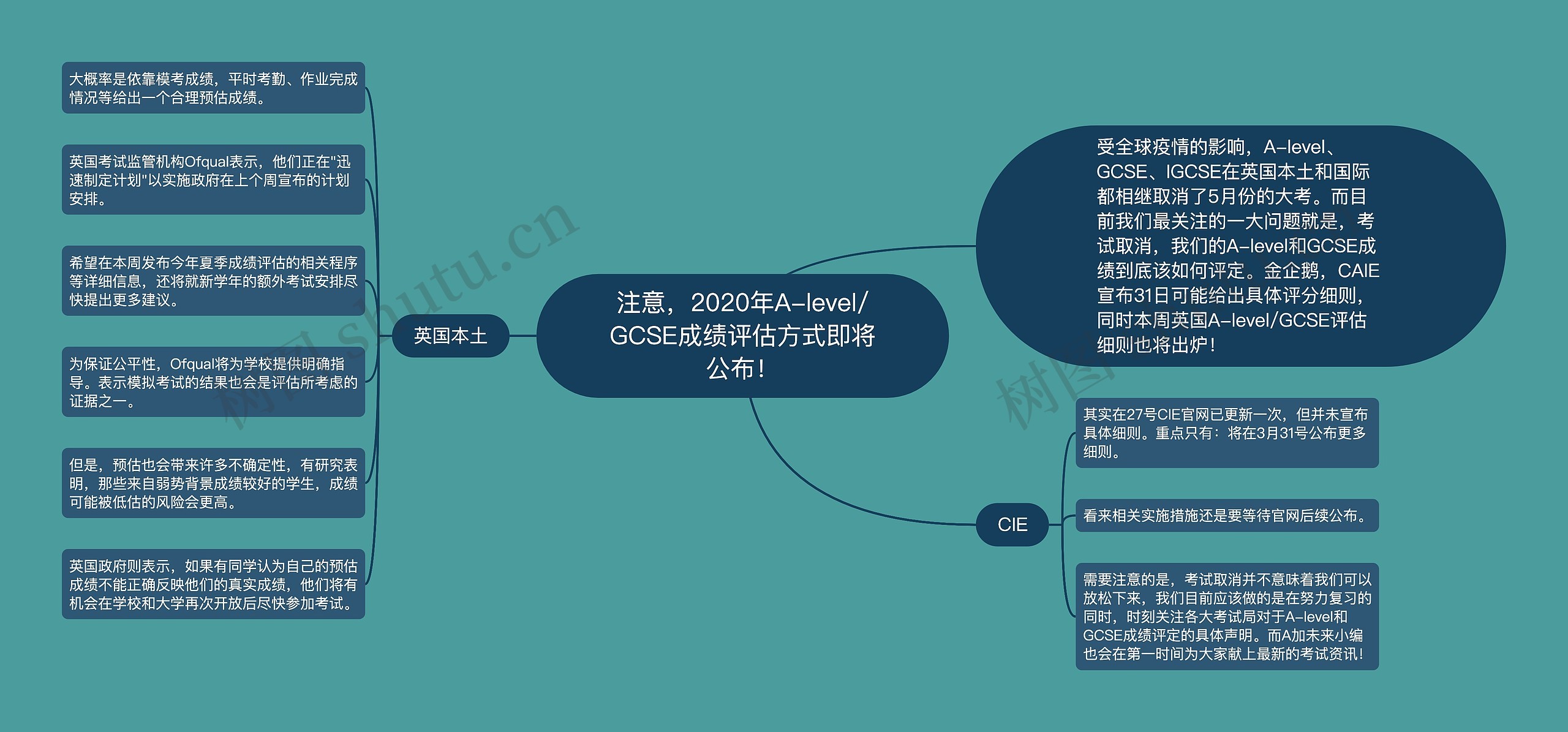 注意，2020年A-level/GCSE成绩评估方式即将公布！思维导图