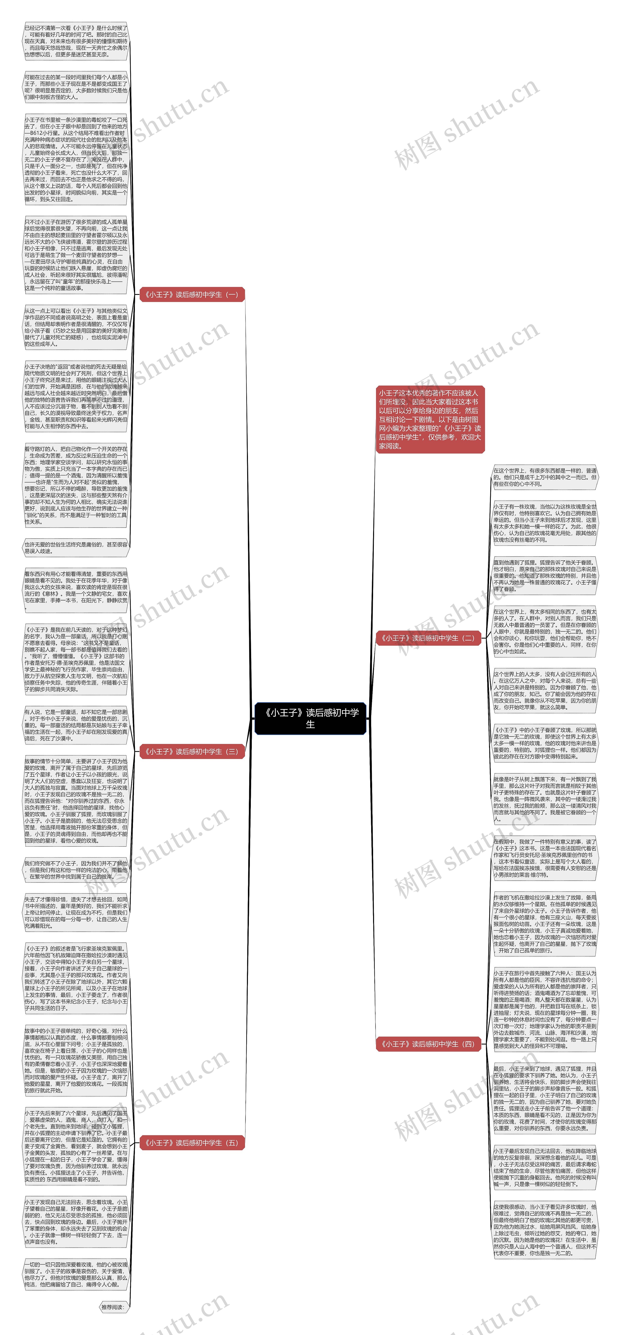 《小王子》读后感初中学生思维导图